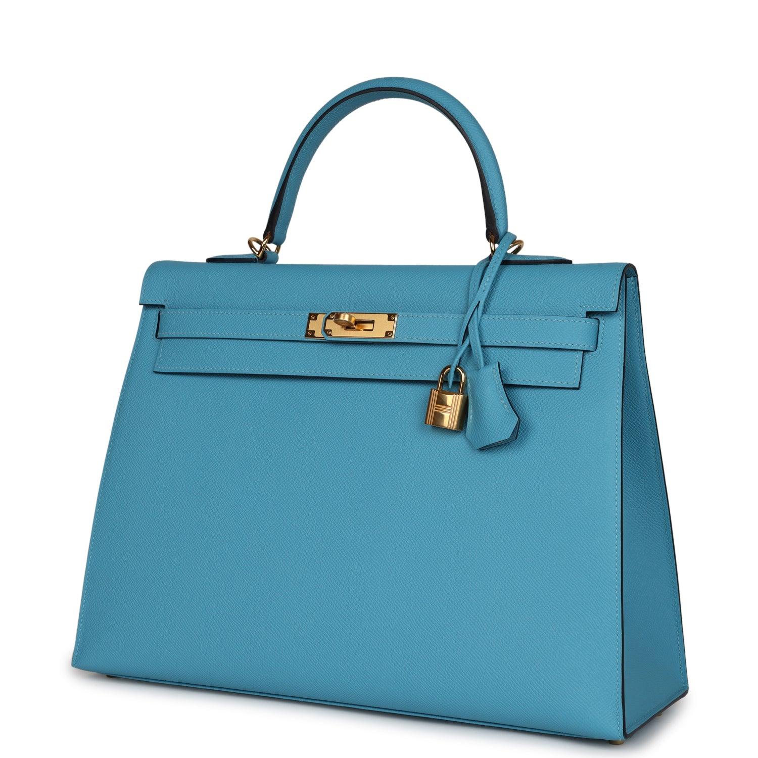 Kelly Sellier 35 Bleu du Nord Epsom Gold Hardware Kilta bags