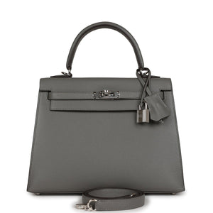 Kelly Sellier 25 Gris Meyer Madame Palladium Hardware Kilta bags