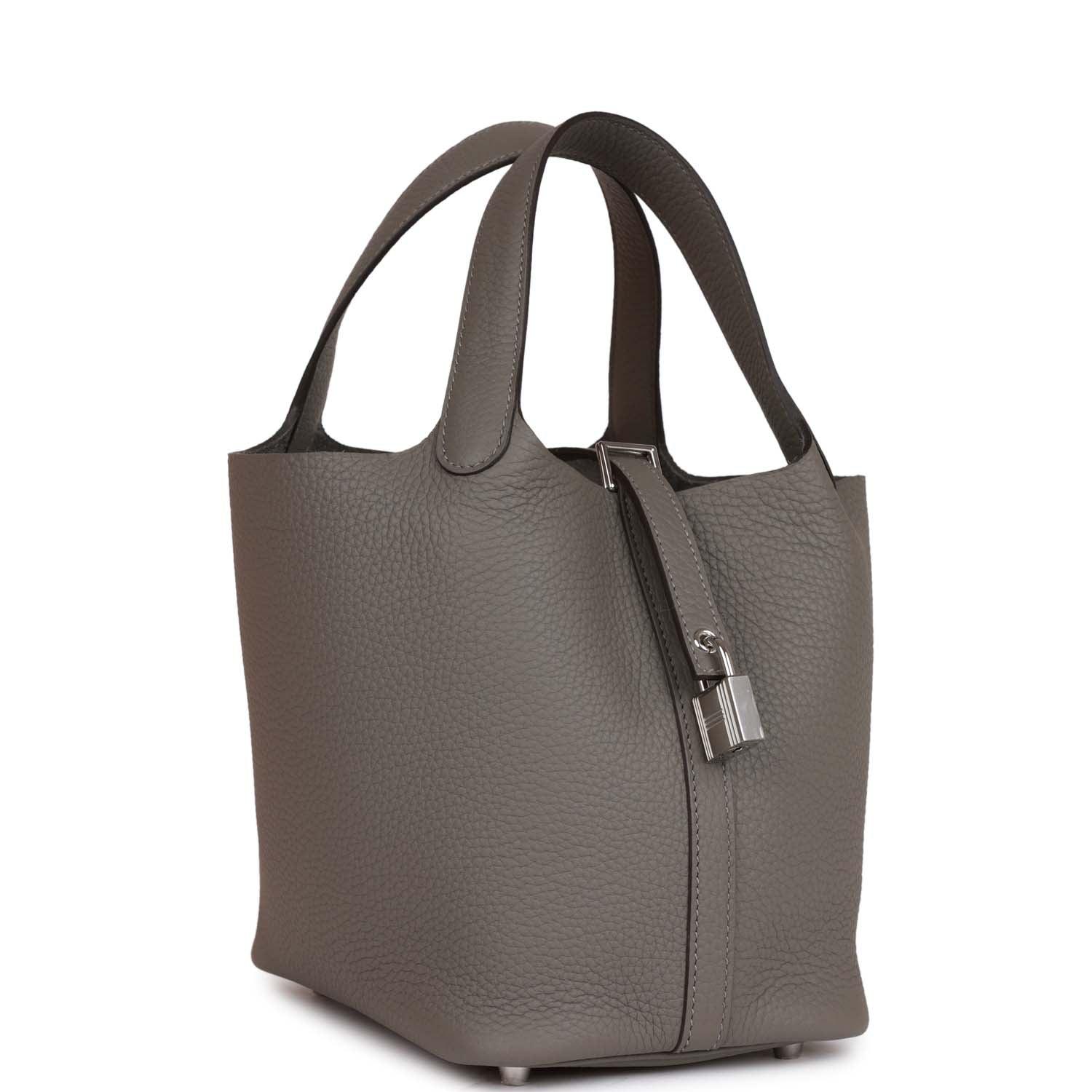 Picotin Lock 18 Gris Meyer Clemence Palladium Hardware Kilta bags