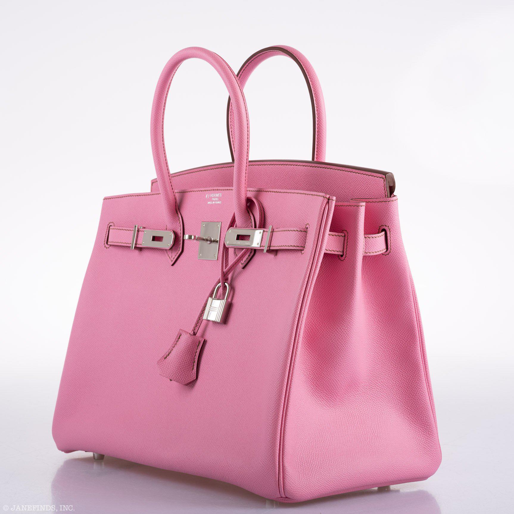 HMS 30cm Birkin Bag Epsom Leather with Strap Pink Gold Kilta bags