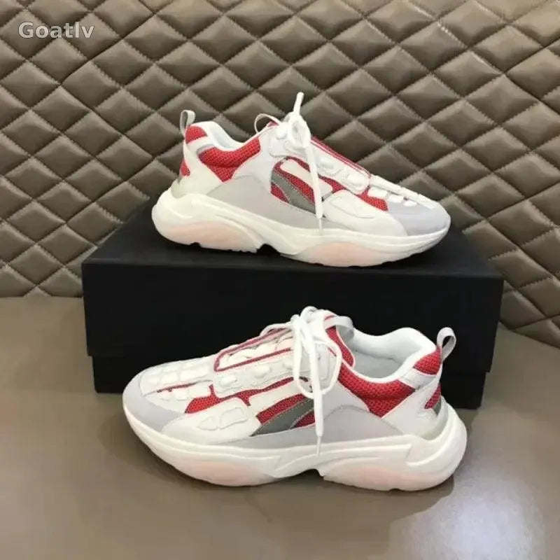 High Quality Cowhide Stitched Bone Shape Unisex Sneakers - 1984
