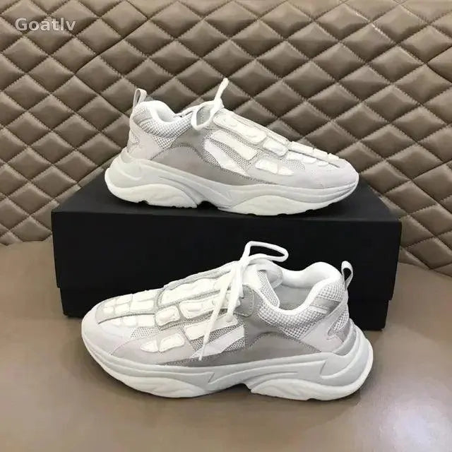 High Quality Cowhide Stitched Bone Shape Unisex Sneakers - 1984
