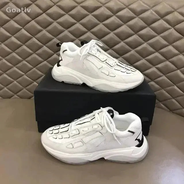 High Quality Cowhide Stitched Bone Shape Unisex Sneakers - 1984