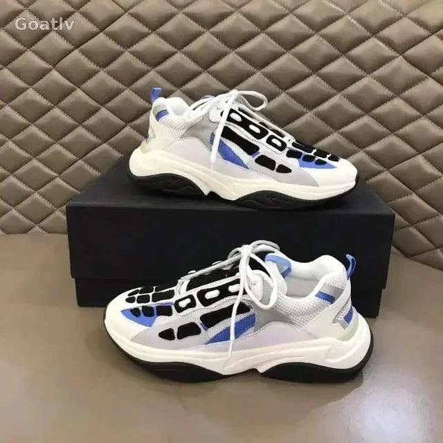 High Quality Cowhide Stitched Bone Shape Unisex Sneakers - 1984