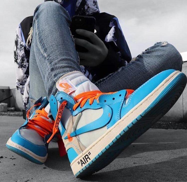 Custom Air Jordan 1 Off White Blue Sneakers Jordans Customs