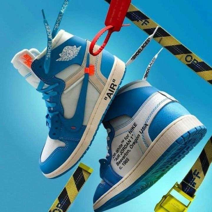 Custom Air Jordan 1 Off White Blue Sneakers Jordans Customs