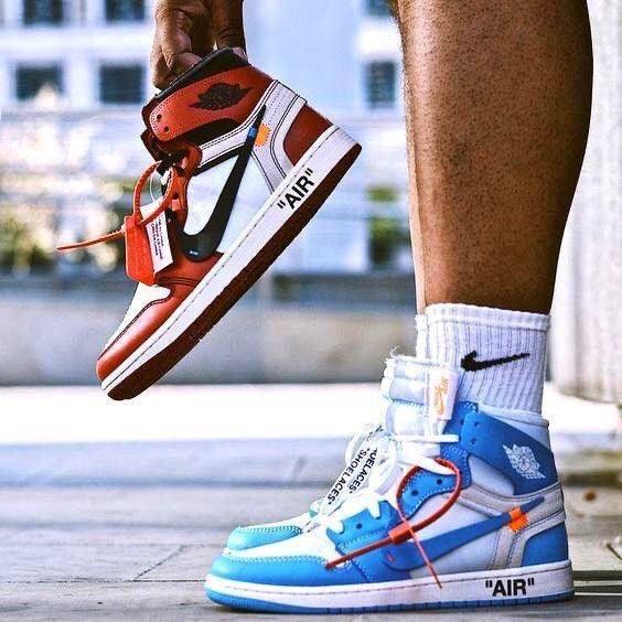 Custom Air Jordan 1 Off White Blue Sneakers Jordans Customs