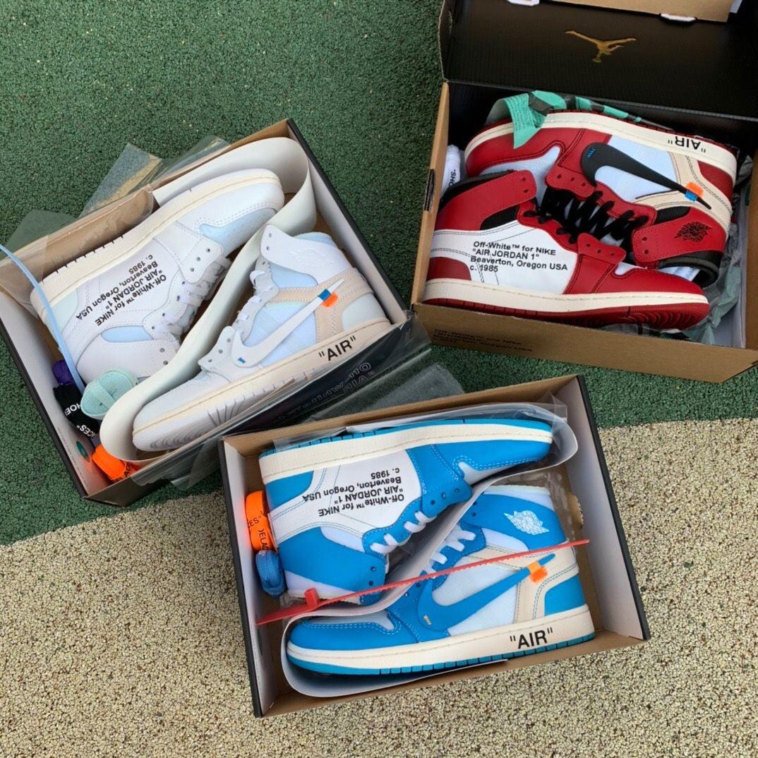 Custom Air Jordan 1 Off White Blue Sneakers Jordans Customs