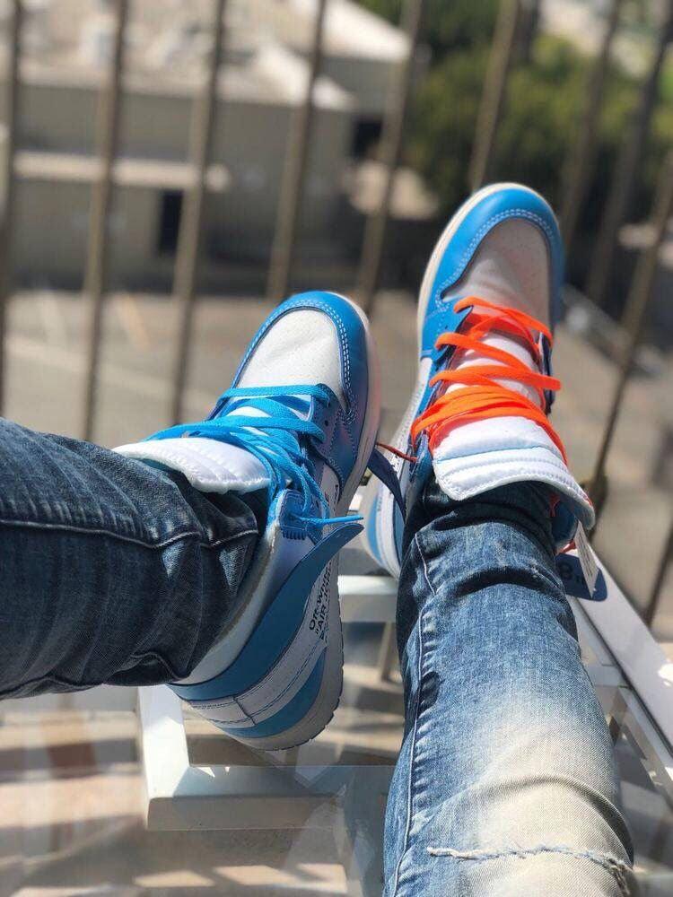 Custom Air Jordan 1 Off White Blue Sneakers Jordans Customs