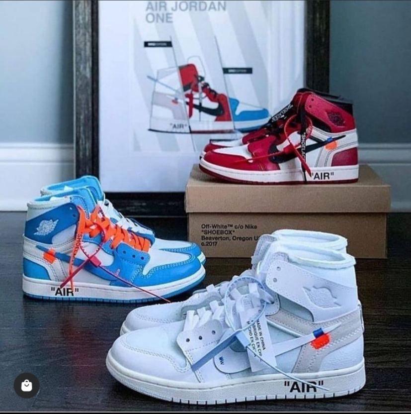 Custom Air Jordan 1 Off White Blue Sneakers Jordans Customs