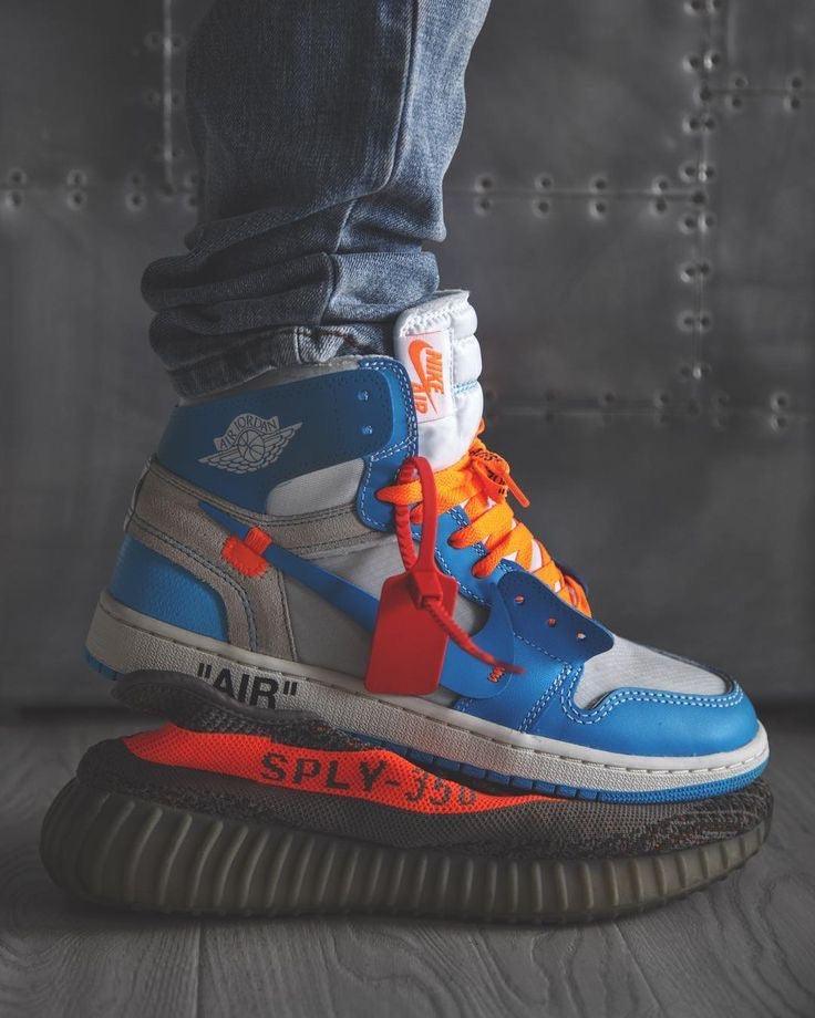 Custom Air Jordan 1 Off White Blue Sneakers Jordans Customs