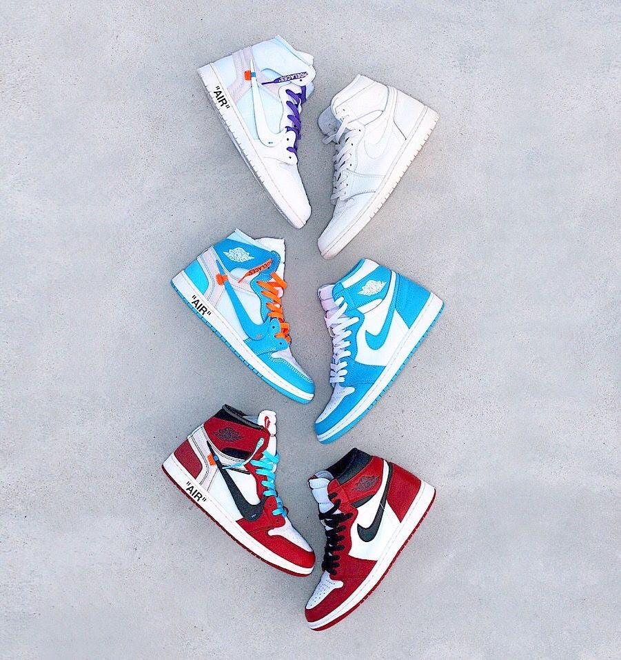 Custom Air Jordan 1 Off White Blue Sneakers Jordans Customs