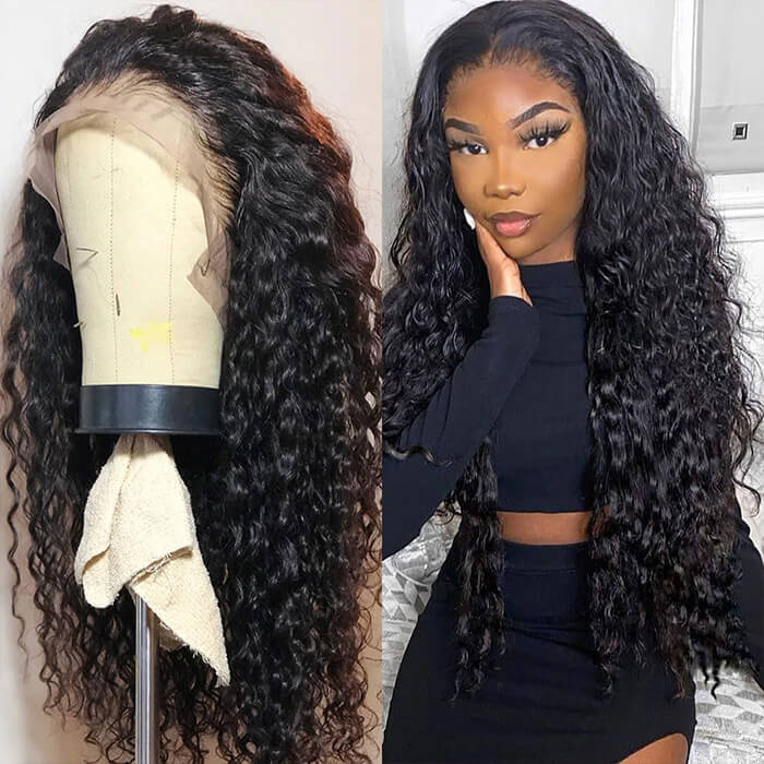 Water Wave Lace Frontal Wigs 100% High Quality Virgin Human Hair Wigs 150% Density hermosahair