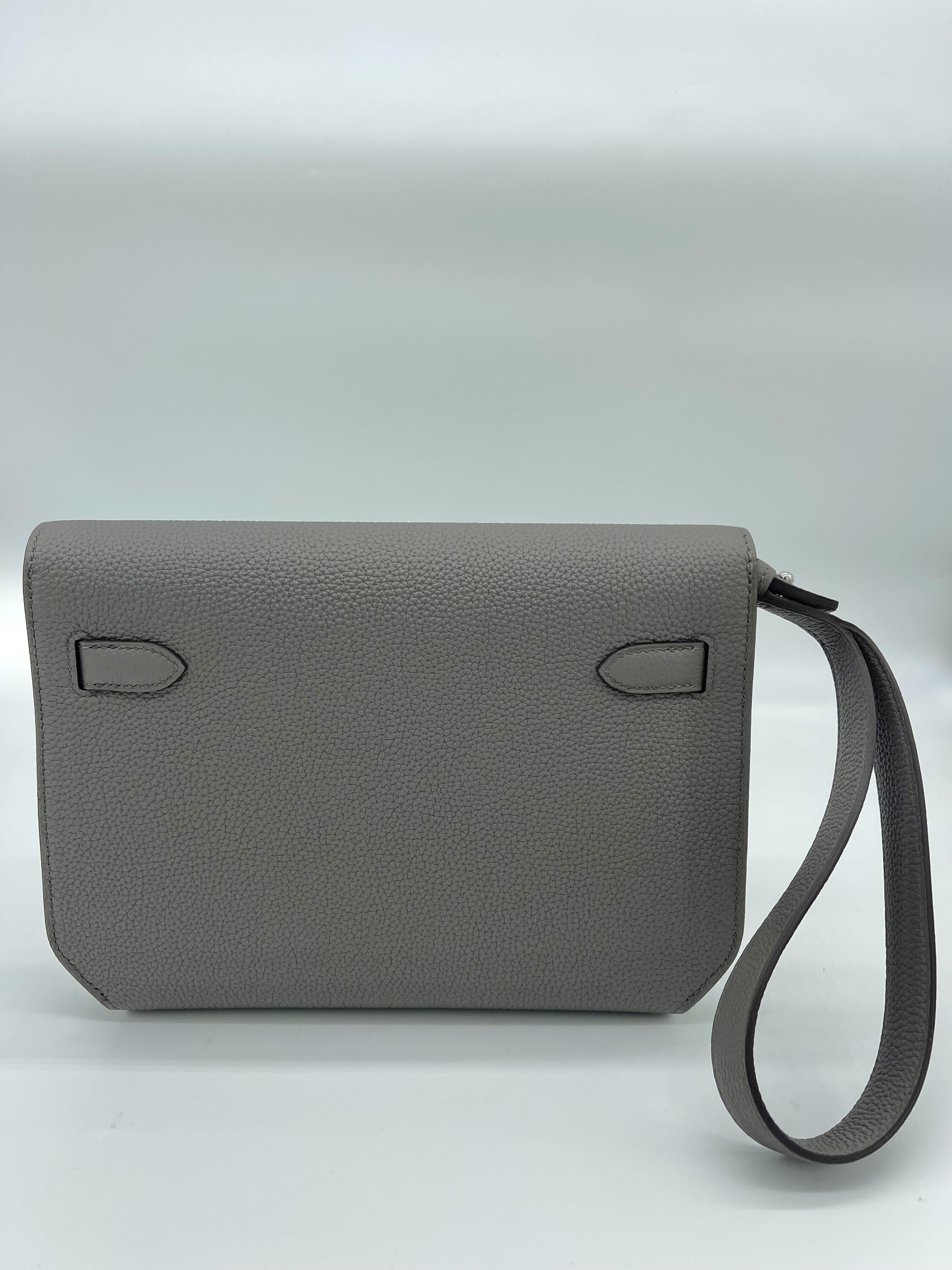 Kelly Depeches 25 Gris Etain Togo Calfskin Clutch Kilta bags