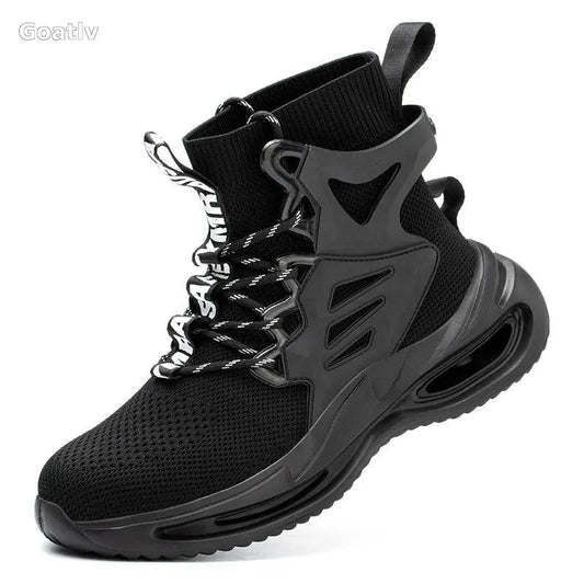 New High-Top Shoes Men's Anti-Smashing And Anti-Piercing Steel-Toed Protective Safety Shoes Lightweight And Breathable Work Shoes - 1984