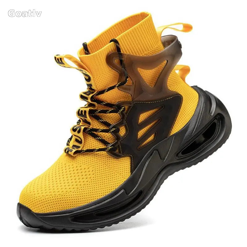 New High-Top Shoes Men's Anti-Smashing And Anti-Piercing Steel-Toed Protective Safety Shoes Lightweight And Breathable Work Shoes - 1984