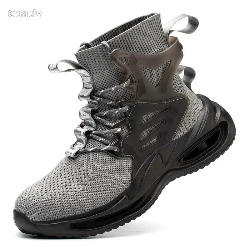 New High-Top Shoes Men's Anti-Smashing And Anti-Piercing Steel-Toed Protective Safety Shoes Lightweight And Breathable Work Shoes - 1984