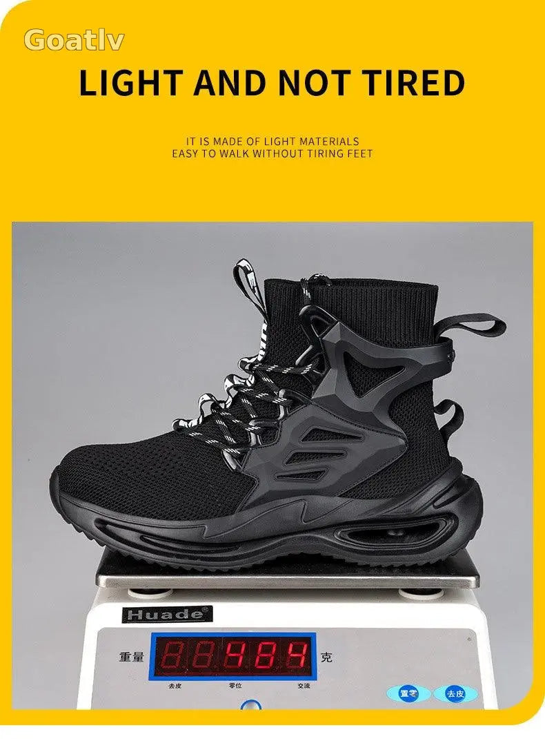 New High-Top Shoes Men's Anti-Smashing And Anti-Piercing Steel-Toed Protective Safety Shoes Lightweight And Breathable Work Shoes - 1984