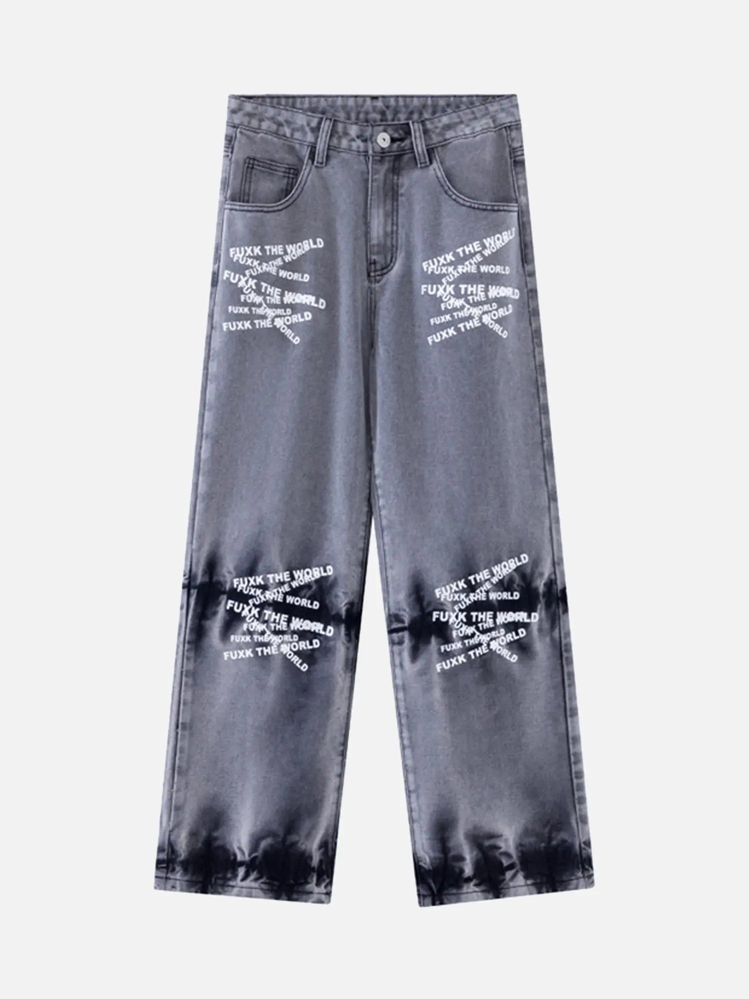 Niche Design Letter Embroidered Tie-dye Gradient Jeans SP240325YAFO