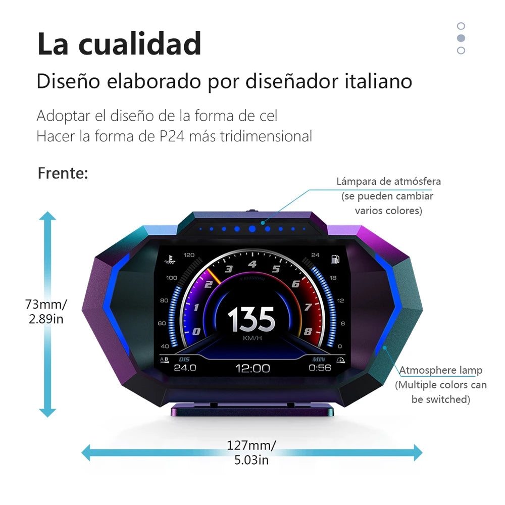 OBD + GPS HUD P24 Car OBD Head Up Display HUD on Board Computer Digital Speedometer Water Temp Fuel Consumption Slope Meter