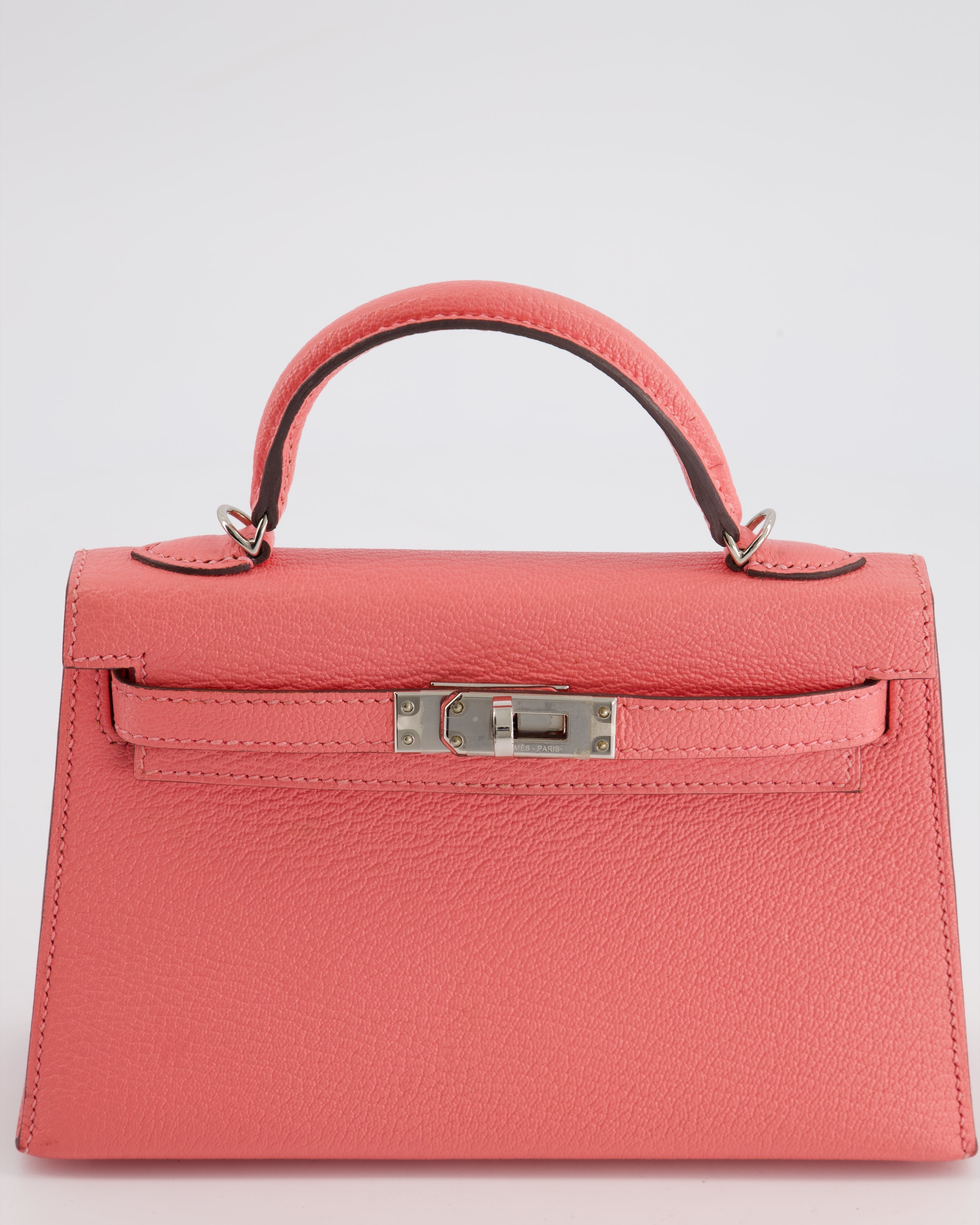 Mini Kelly II Sellier Bag 20cm in Rose Ete Chevre Leather with Palladium Hardware Kilta bags