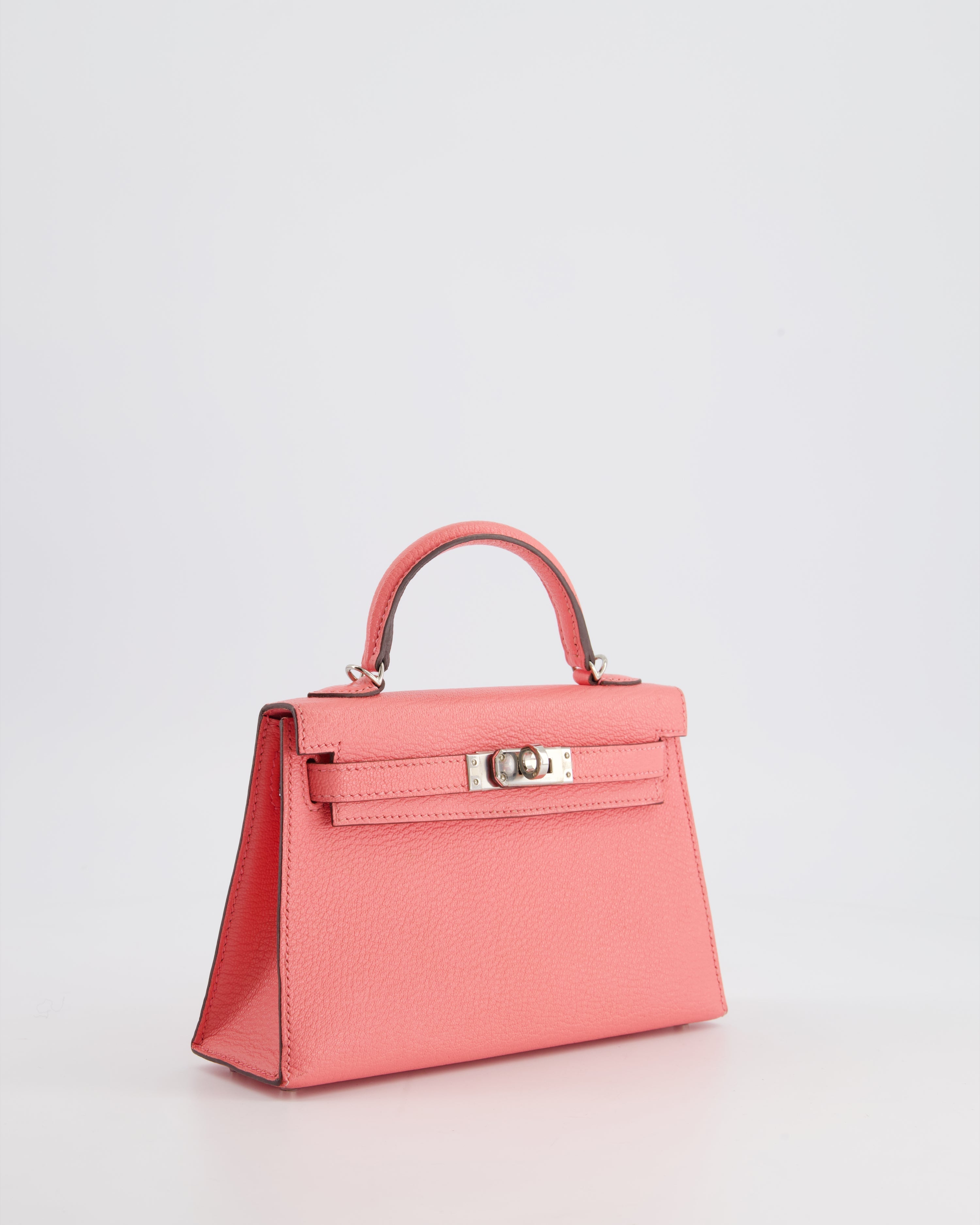 Mini Kelly II Sellier Bag 20cm in Rose Ete Chevre Leather with Palladium Hardware Kilta bags