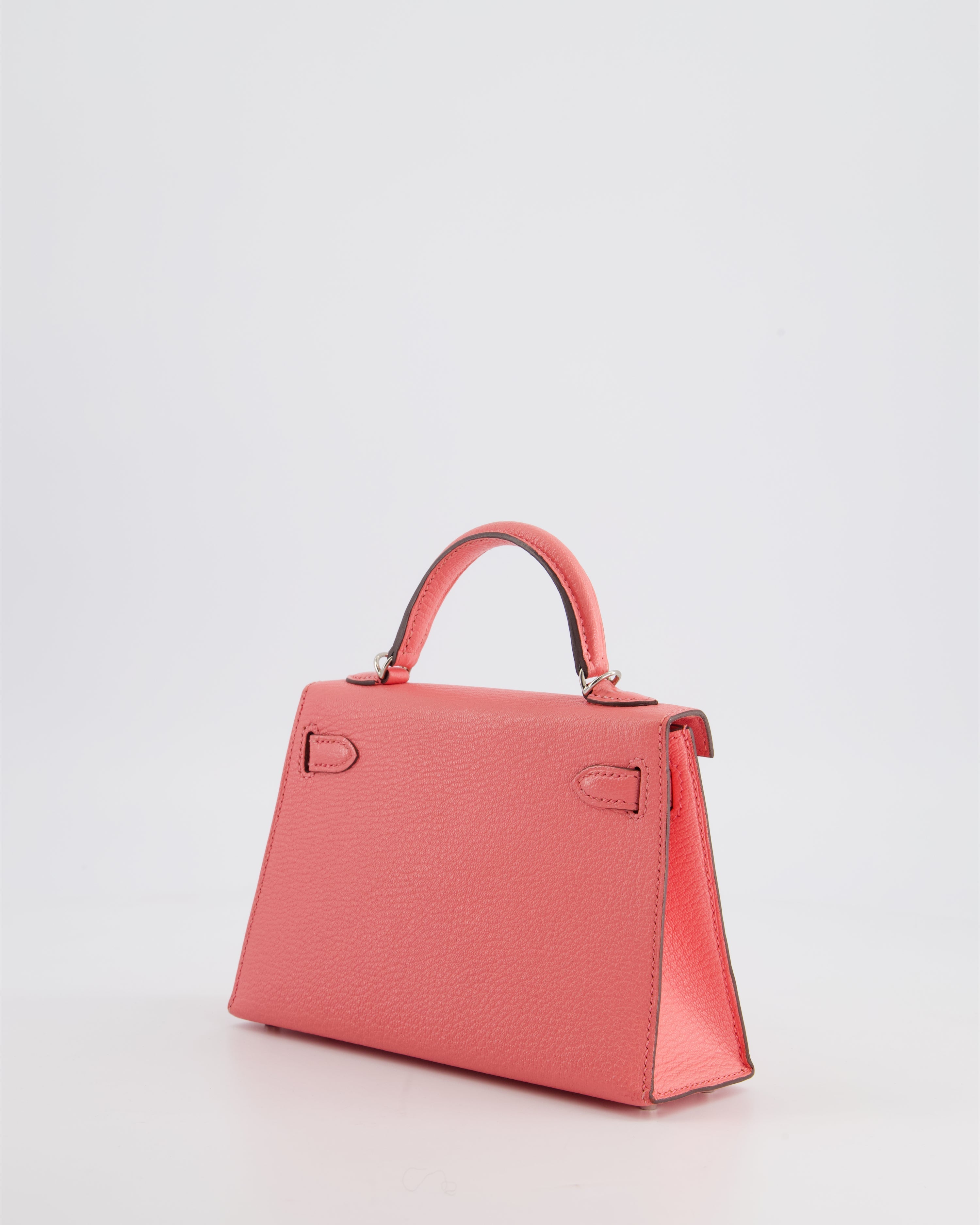 Mini Kelly II Sellier Bag 20cm in Rose Ete Chevre Leather with Palladium Hardware Kilta bags