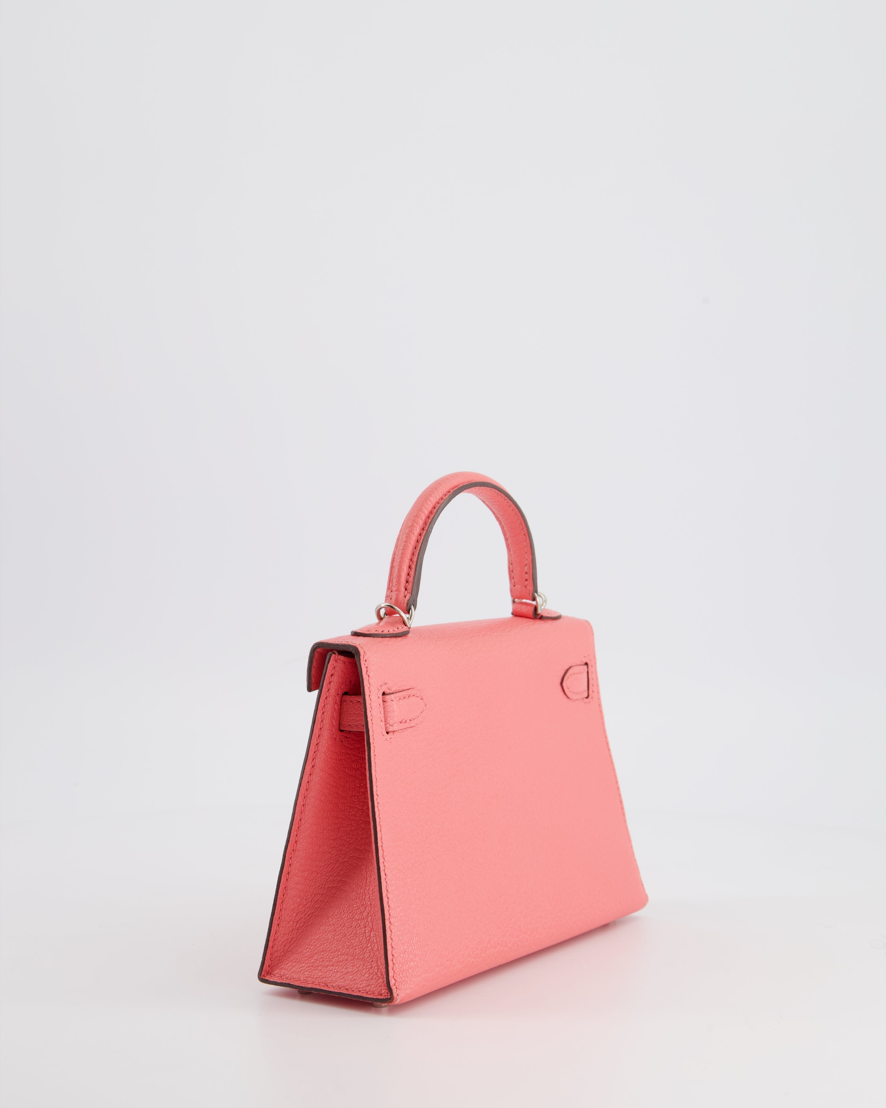 Mini Kelly II Sellier Bag 20cm in Rose Ete Chevre Leather with Palladium Hardware Kilta bags