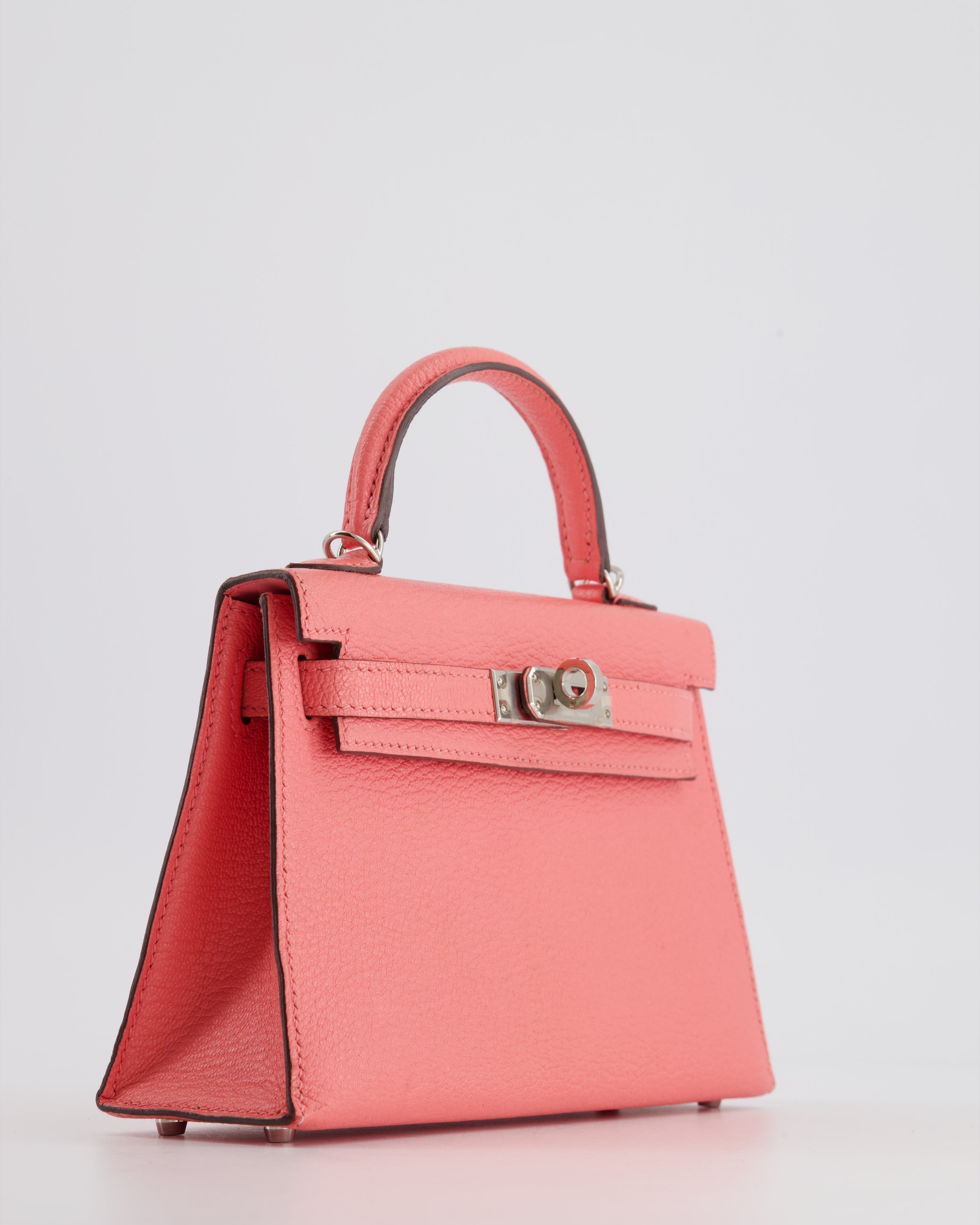 Mini Kelly II Sellier Bag 20cm in Rose Ete Chevre Leather with Palladium Hardware Kilta bags