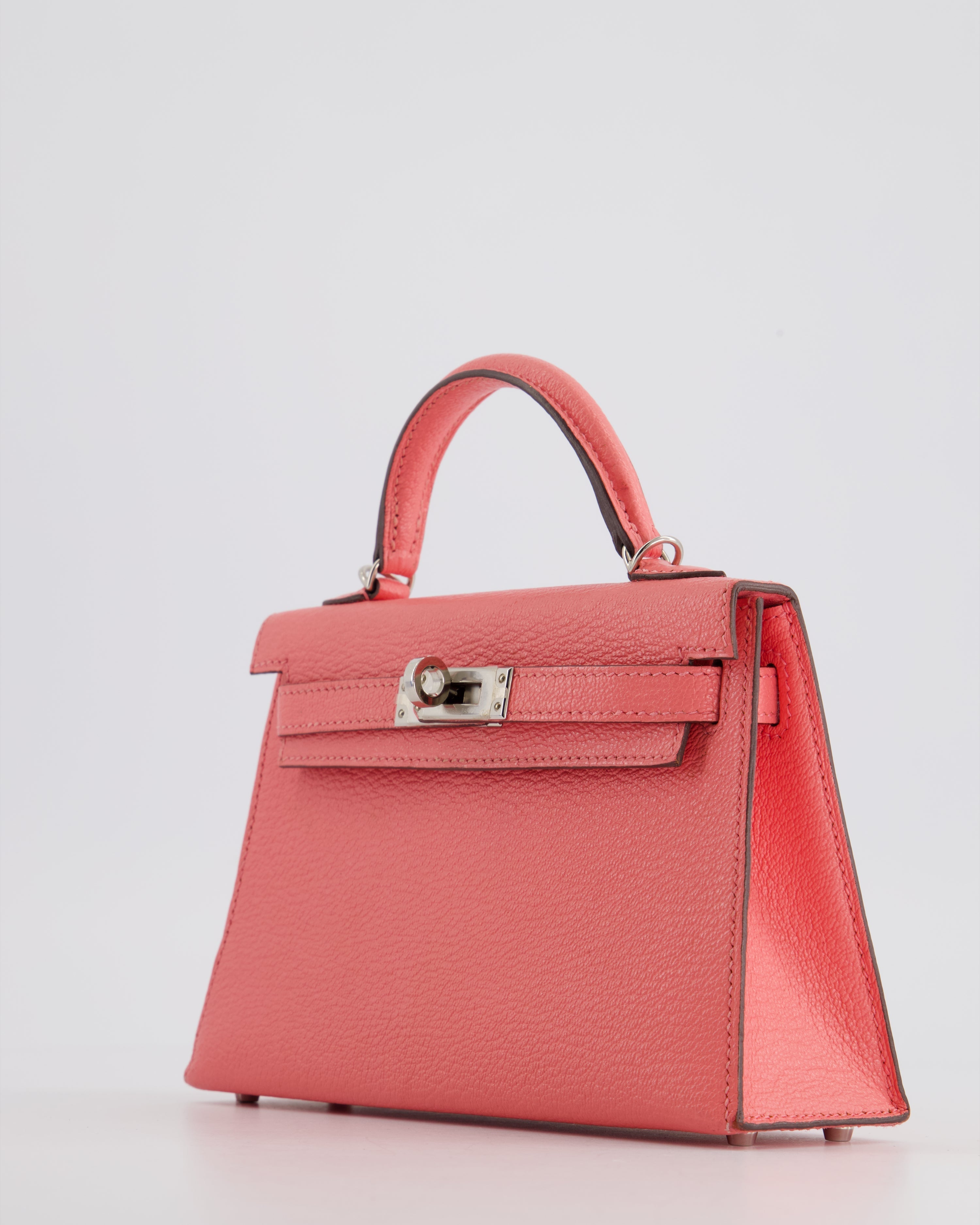 Mini Kelly II Sellier Bag 20cm in Rose Ete Chevre Leather with Palladium Hardware Kilta bags