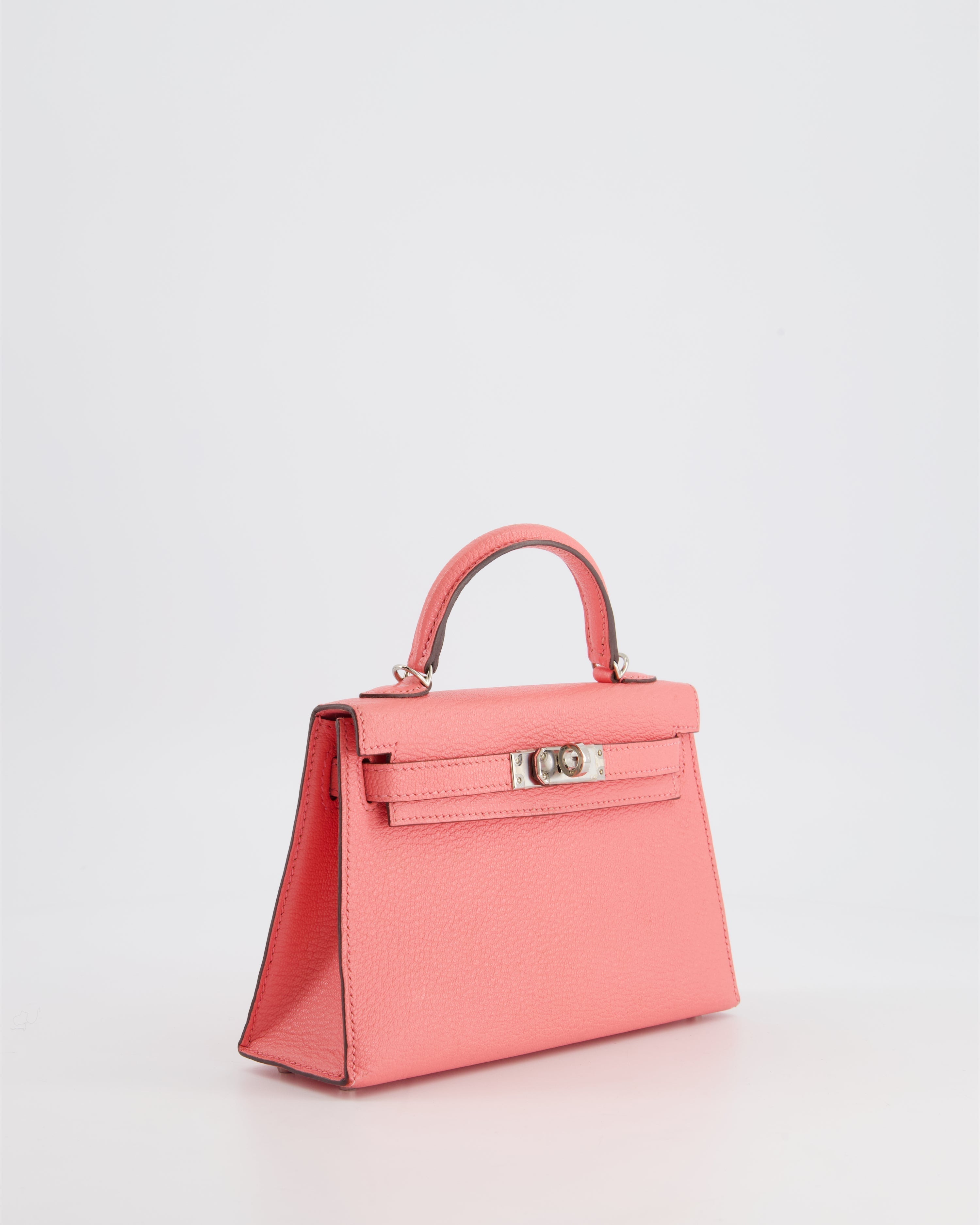 Mini Kelly II Sellier Bag 20cm in Rose Ete Chevre Leather with Palladium Hardware Kilta bags