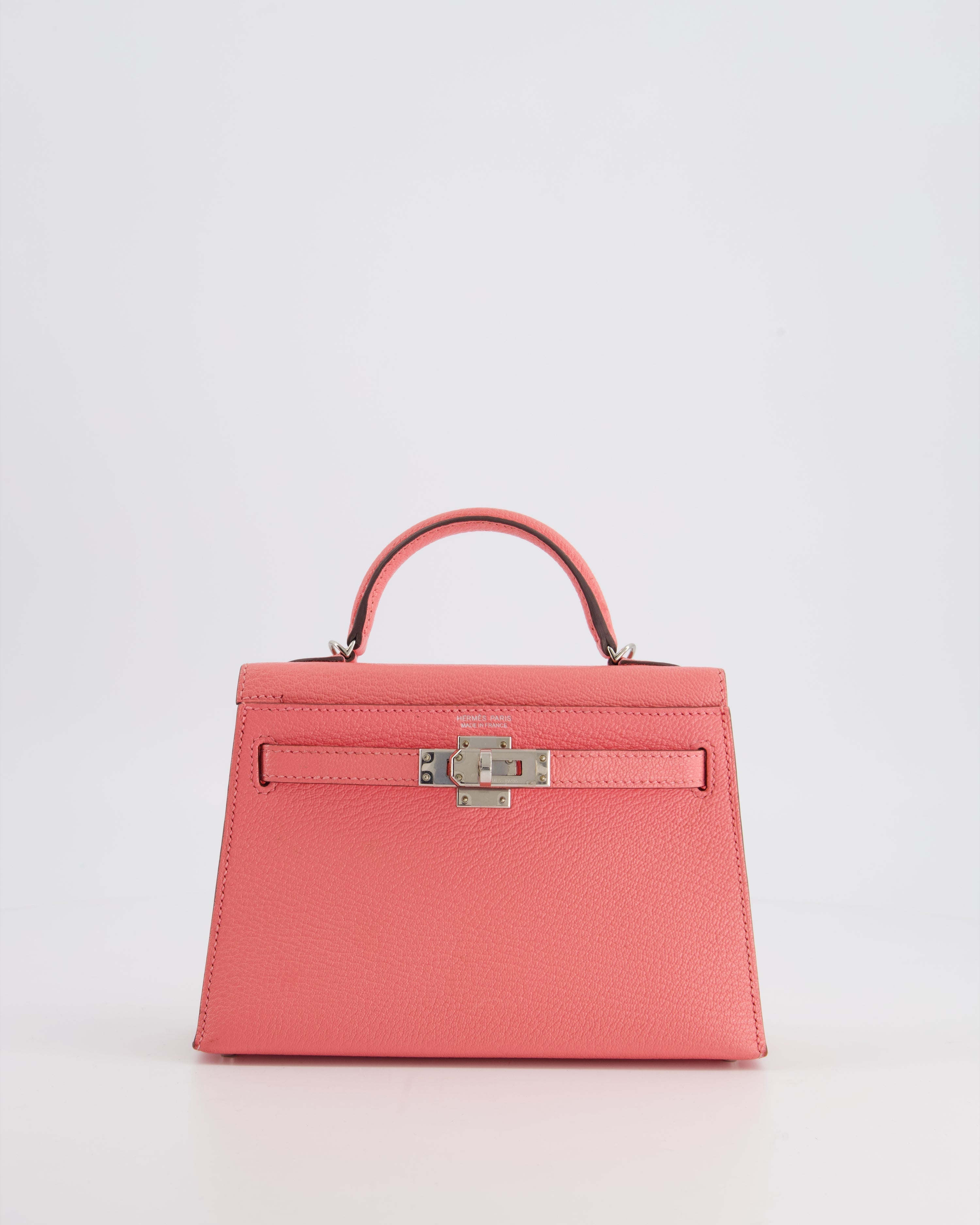 Mini Kelly II Sellier Bag 20cm in Rose Ete Chevre Leather with Palladium Hardware Kilta bags