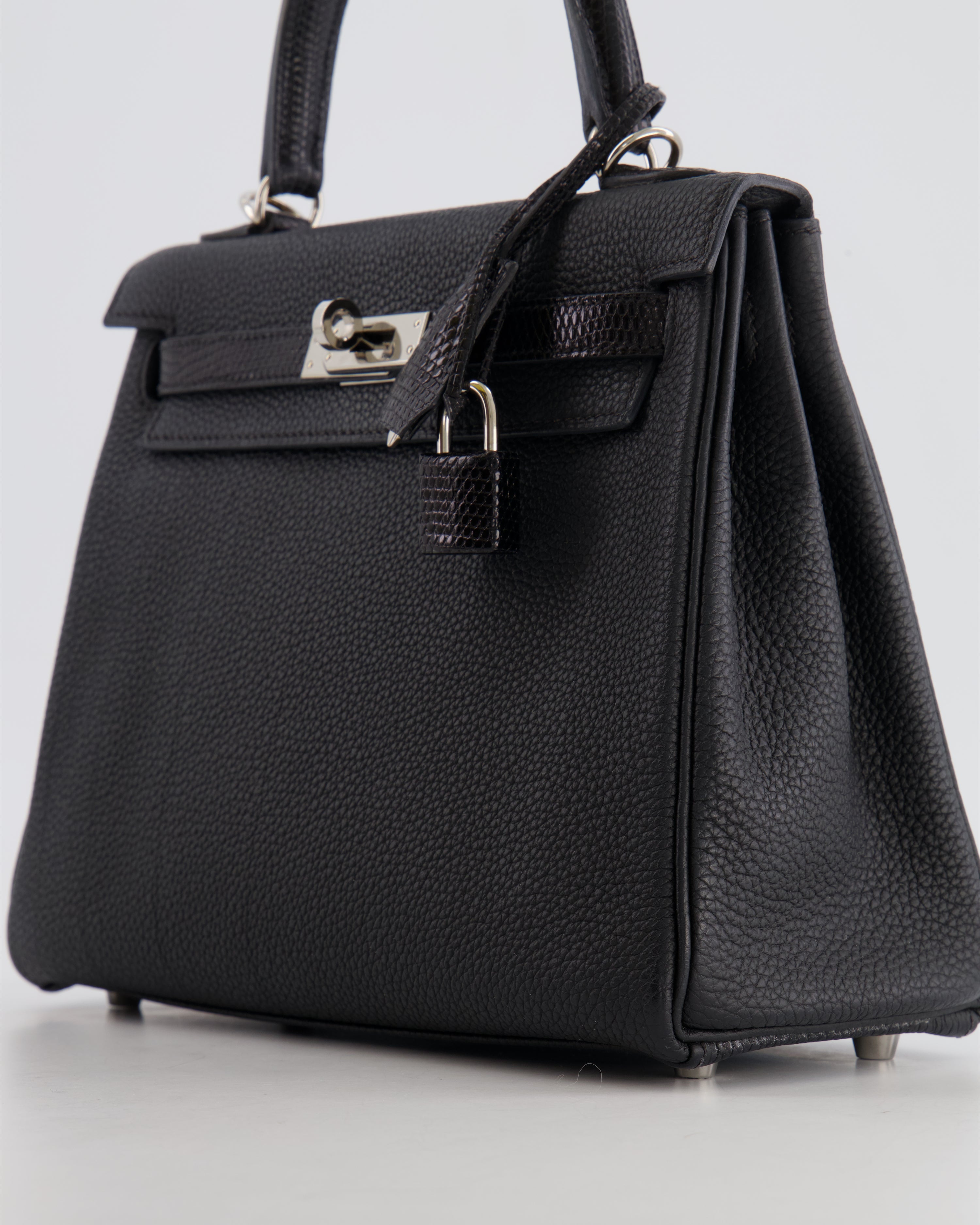 *RARE* Hermes Kelly Touch Retourne 25cm Bag in Black Togo leather and Lizard with Palladium Hardware - sneakerlandnet