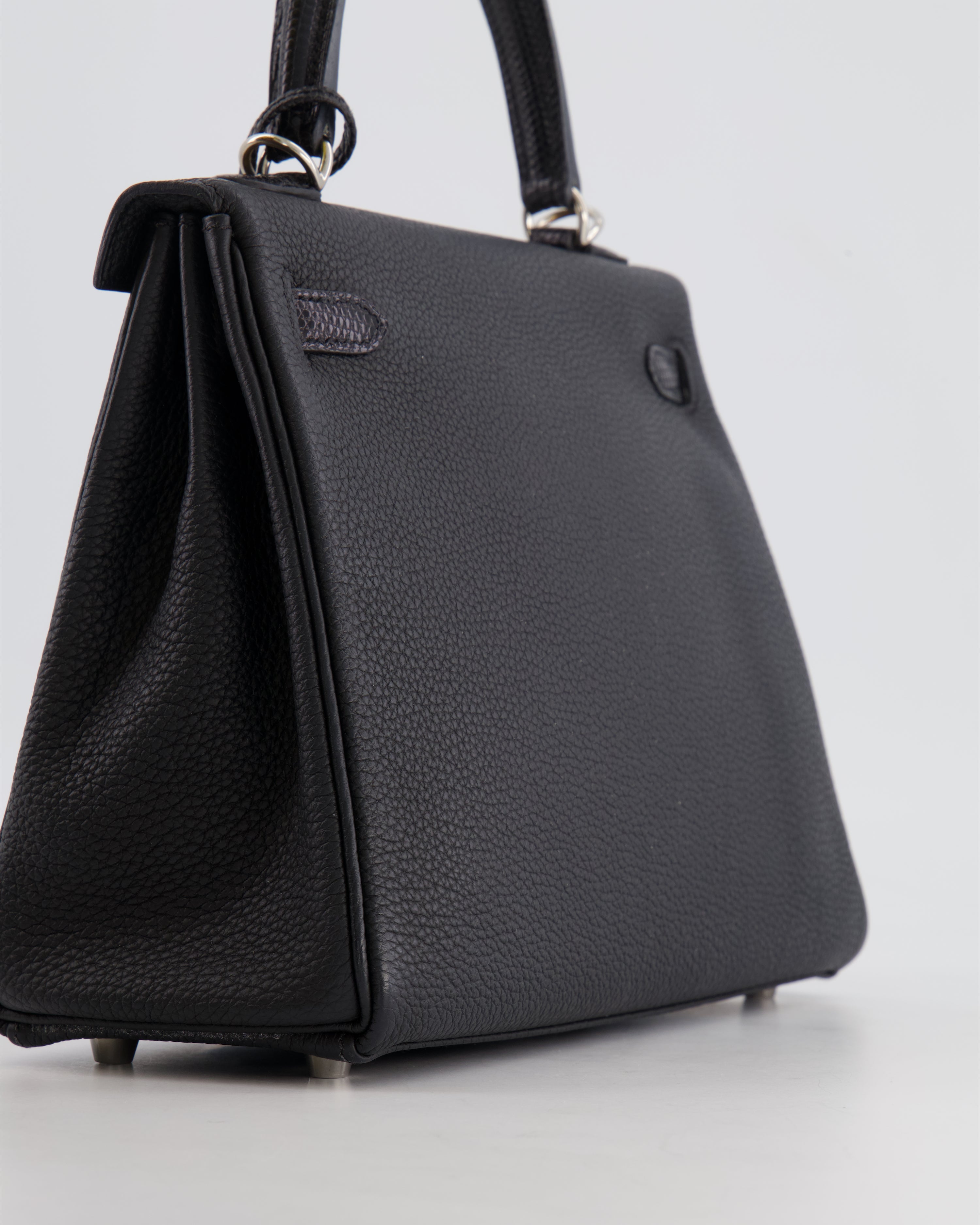 *RARE* Hermes Kelly Touch Retourne 25cm Bag in Black Togo leather and Lizard with Palladium Hardware - sneakerlandnet