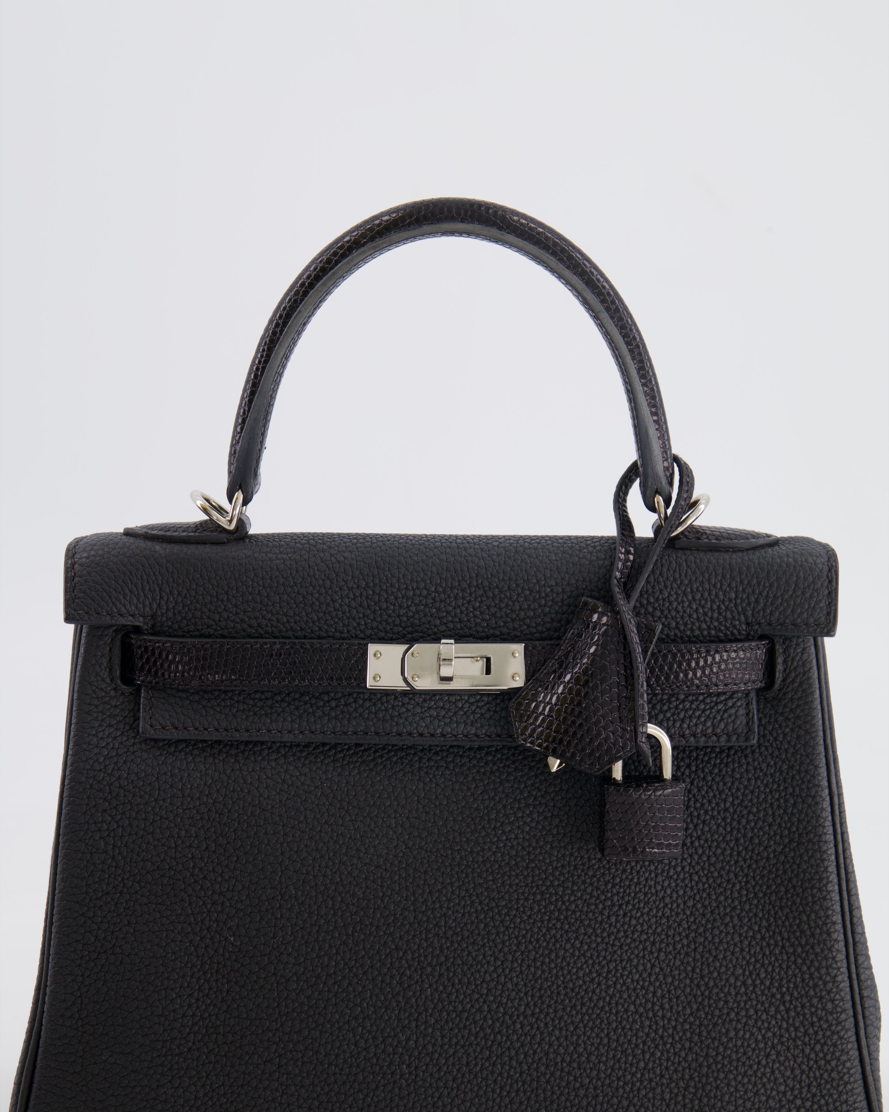 *RARE* Hermes Kelly Touch Retourne 25cm Bag in Black Togo leather and Lizard with Palladium Hardware - sneakerlandnet