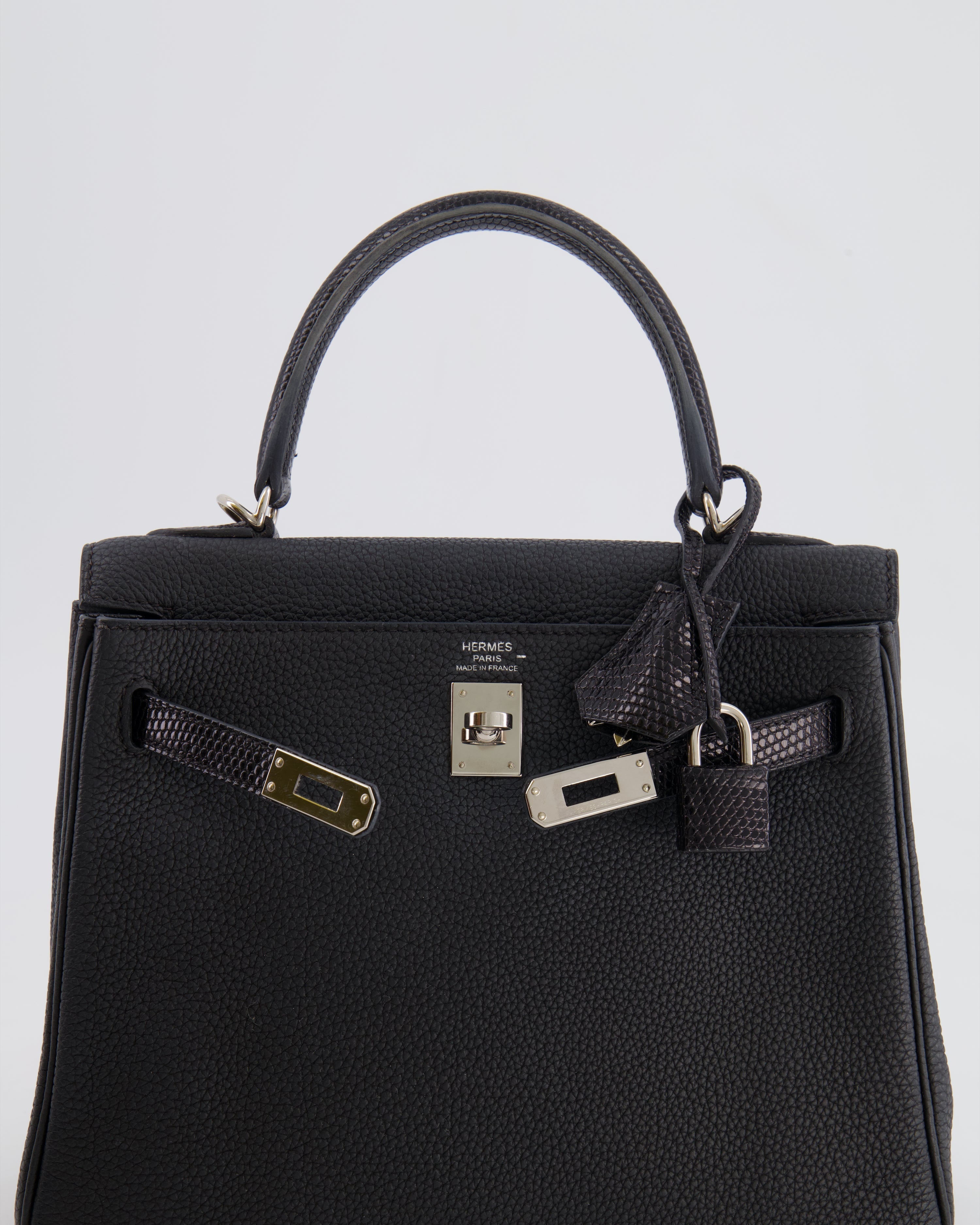 *RARE* Hermes Kelly Touch Retourne 25cm Bag in Black Togo leather and Lizard with Palladium Hardware - sneakerlandnet