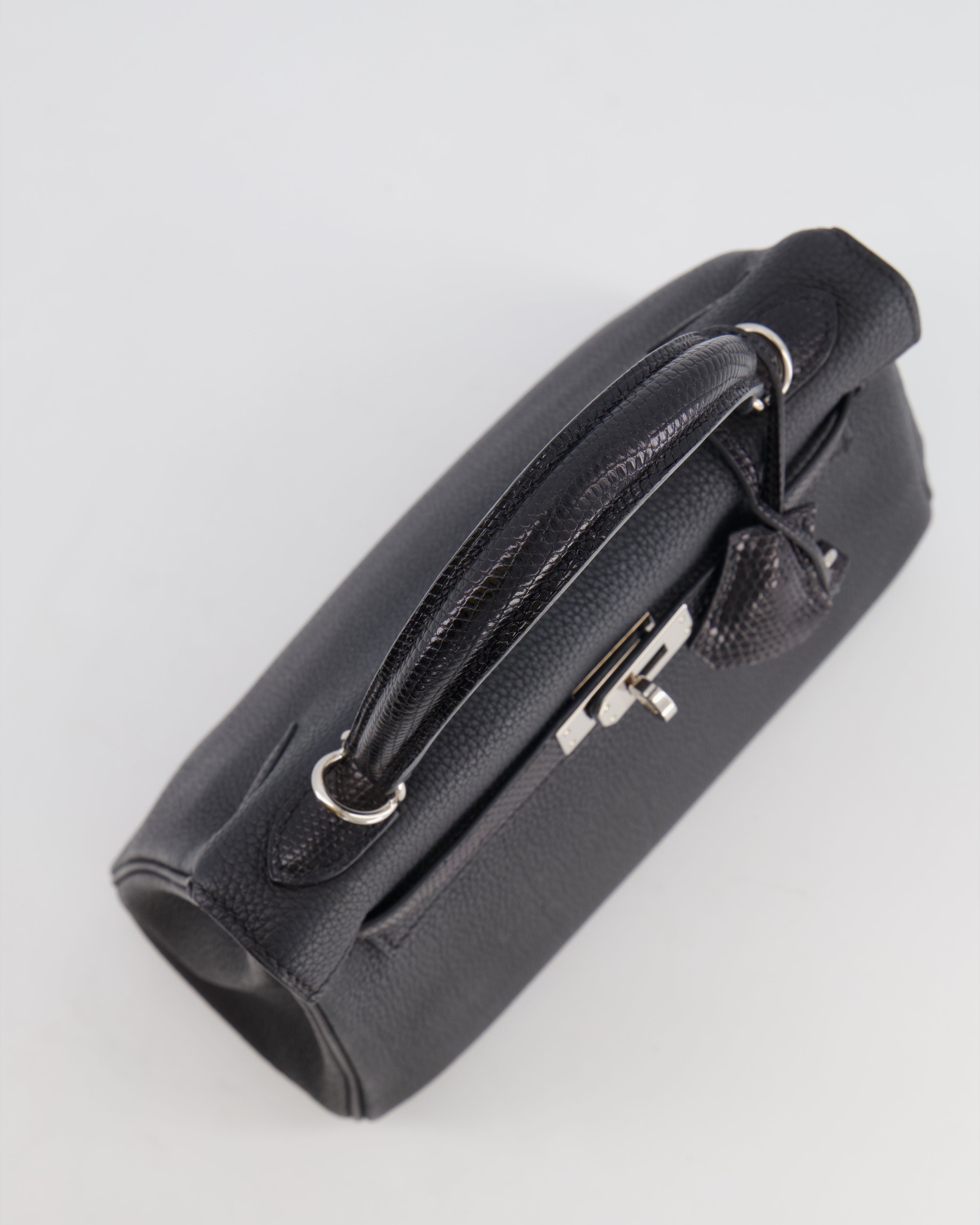 *RARE* Hermes Kelly Touch Retourne 25cm Bag in Black Togo leather and Lizard with Palladium Hardware - sneakerlandnet