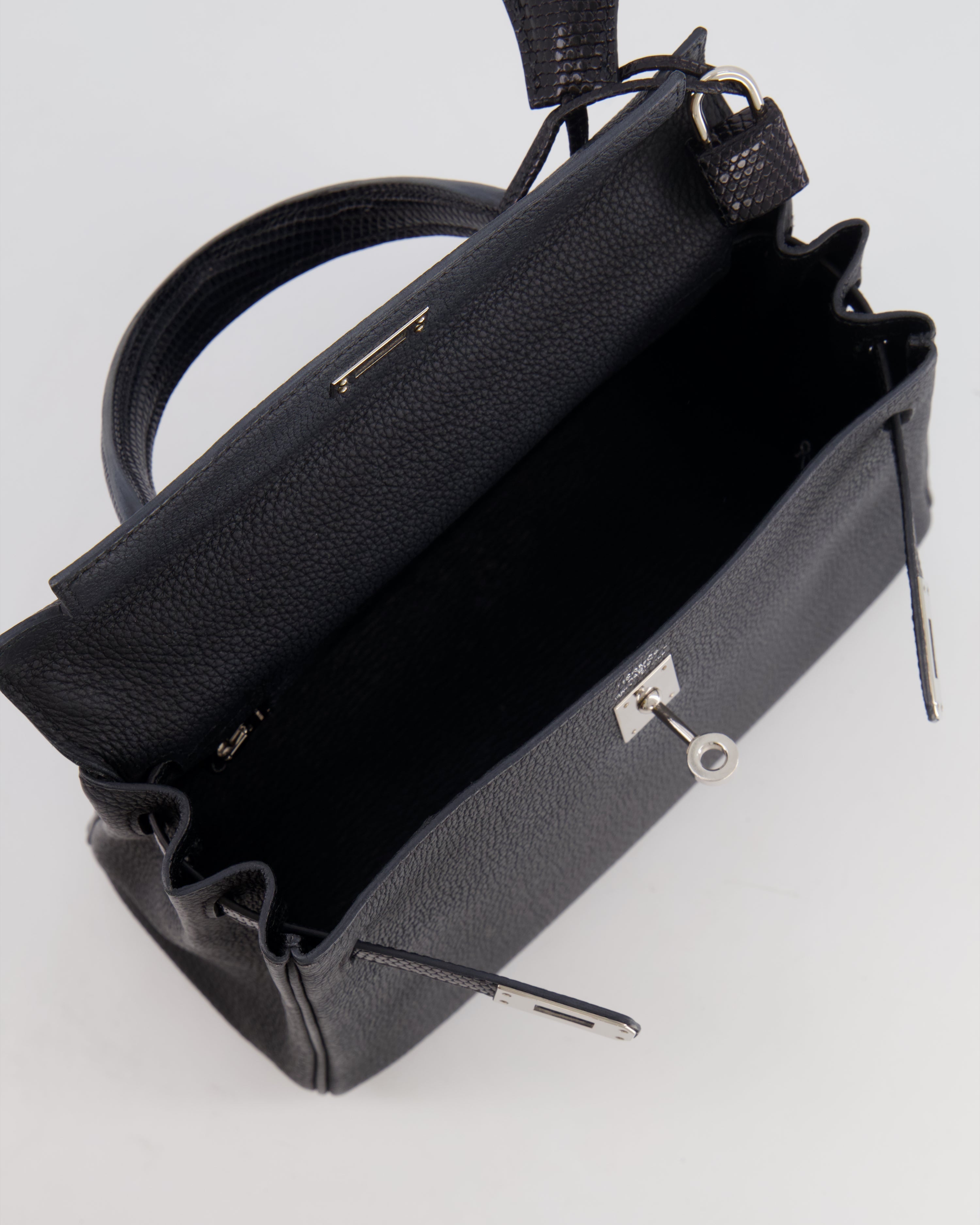 *RARE* Hermes Kelly Touch Retourne 25cm Bag in Black Togo leather and Lizard with Palladium Hardware - sneakerlandnet