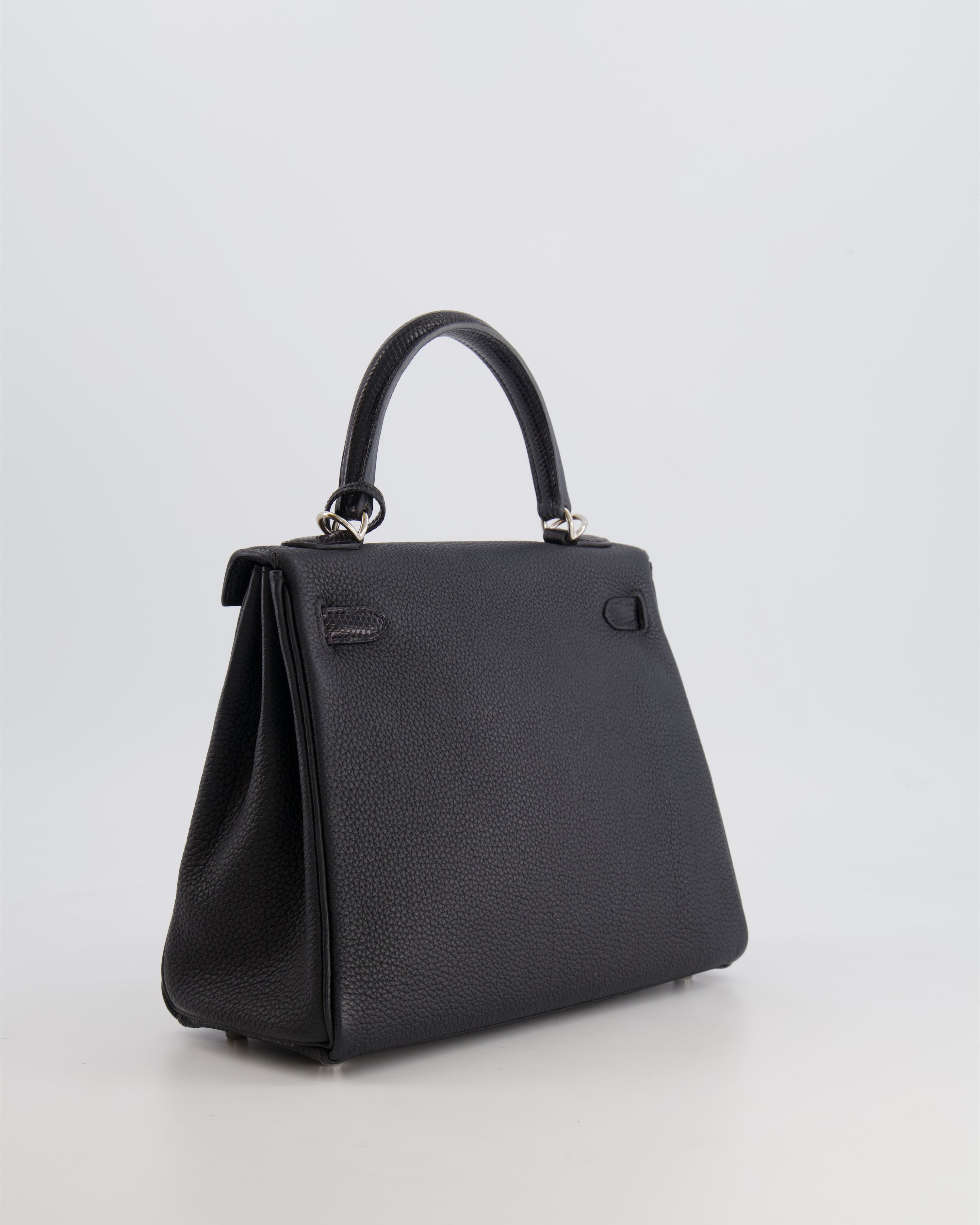 Kelly Touch Retourne 25cm Bag in Black Togo leather and Lizard with Palladium Hardware Kilta bags