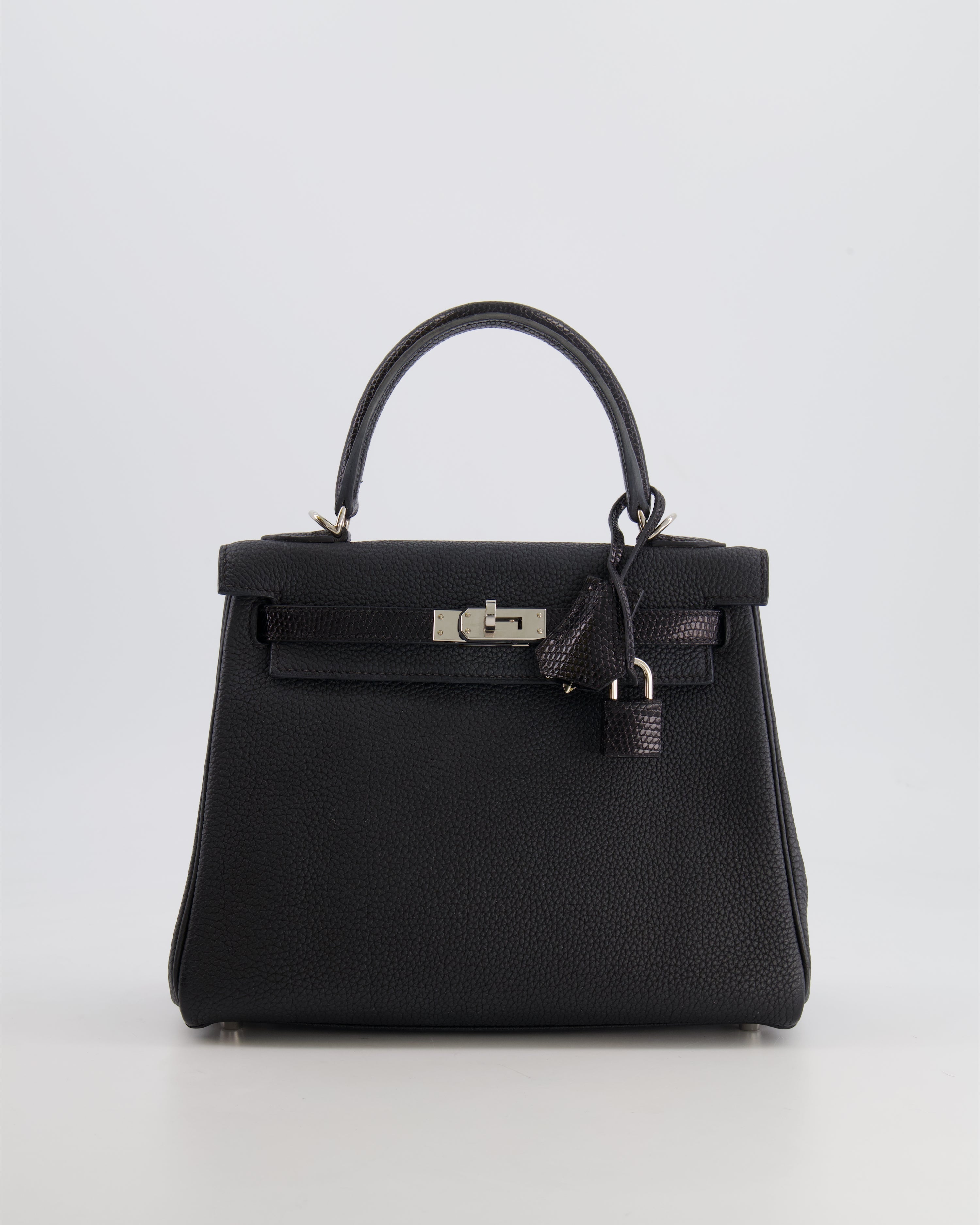 *RARE* Hermes Kelly Touch Retourne 25cm Bag in Black Togo leather and Lizard with Palladium Hardware - sneakerlandnet