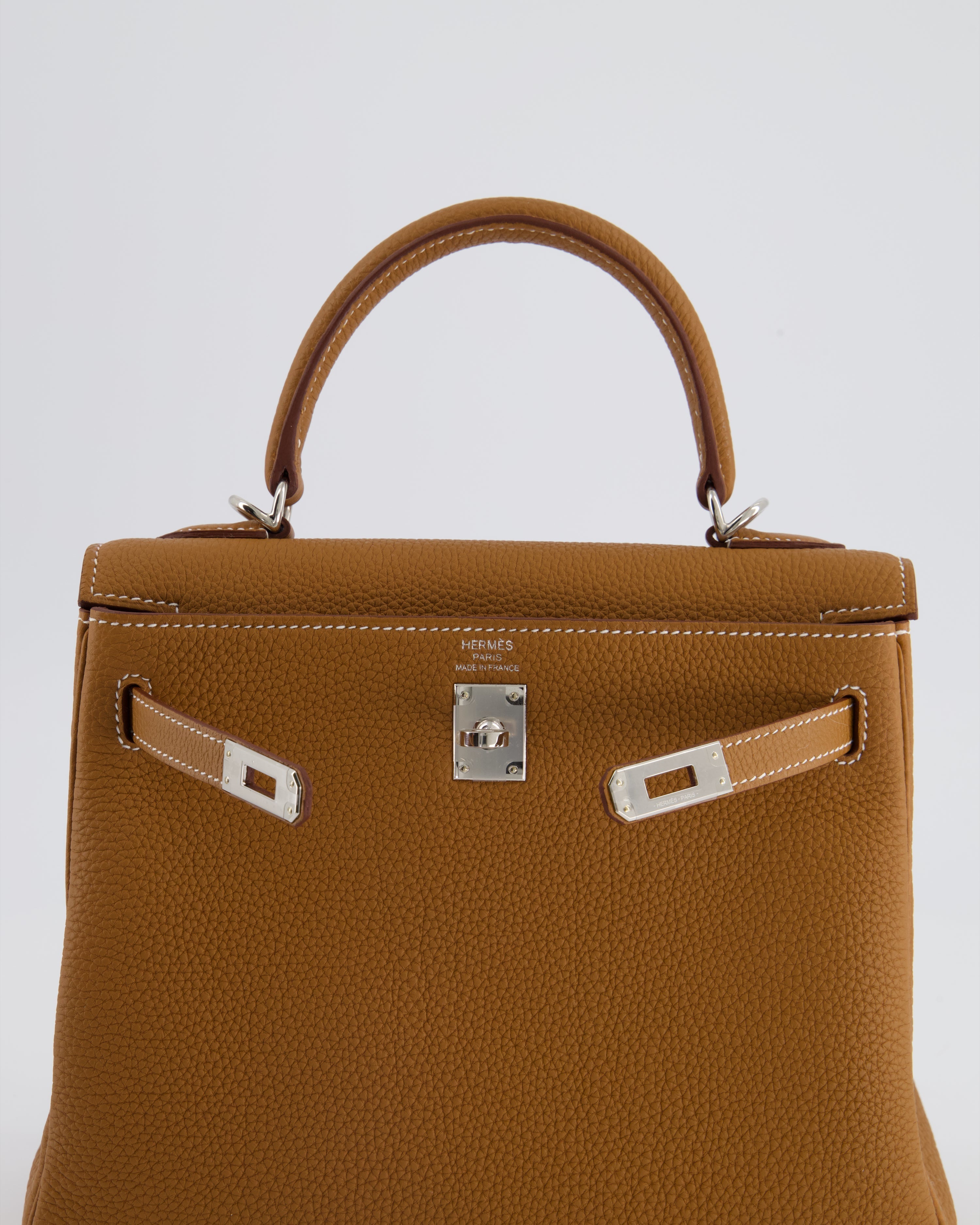 Kelly Bag 25cm in Gold with Togo Leather and Palladium Hardware Kilta bags