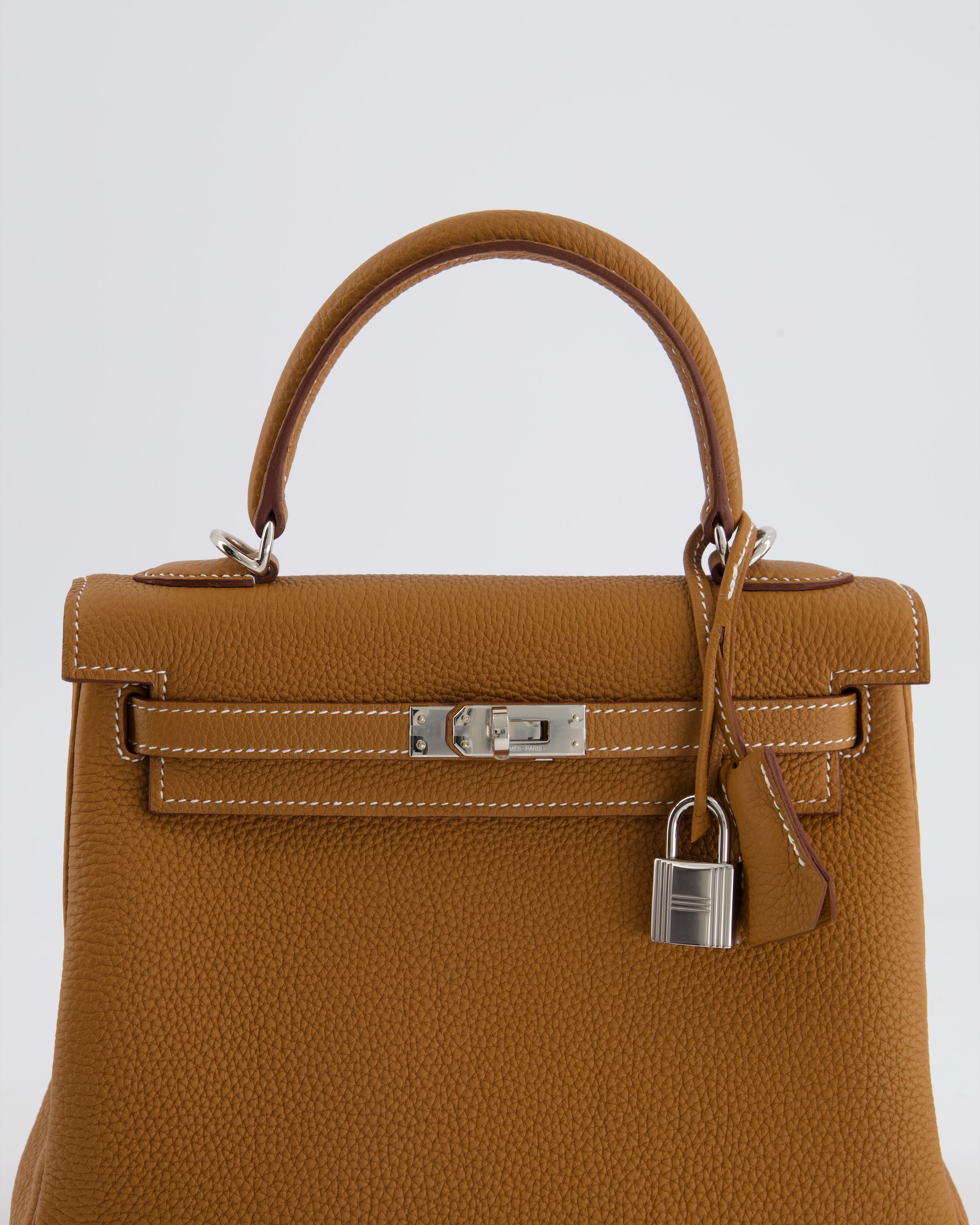 Kelly Bag 25cm in Gold with Togo Leather and Palladium Hardware Kilta bags