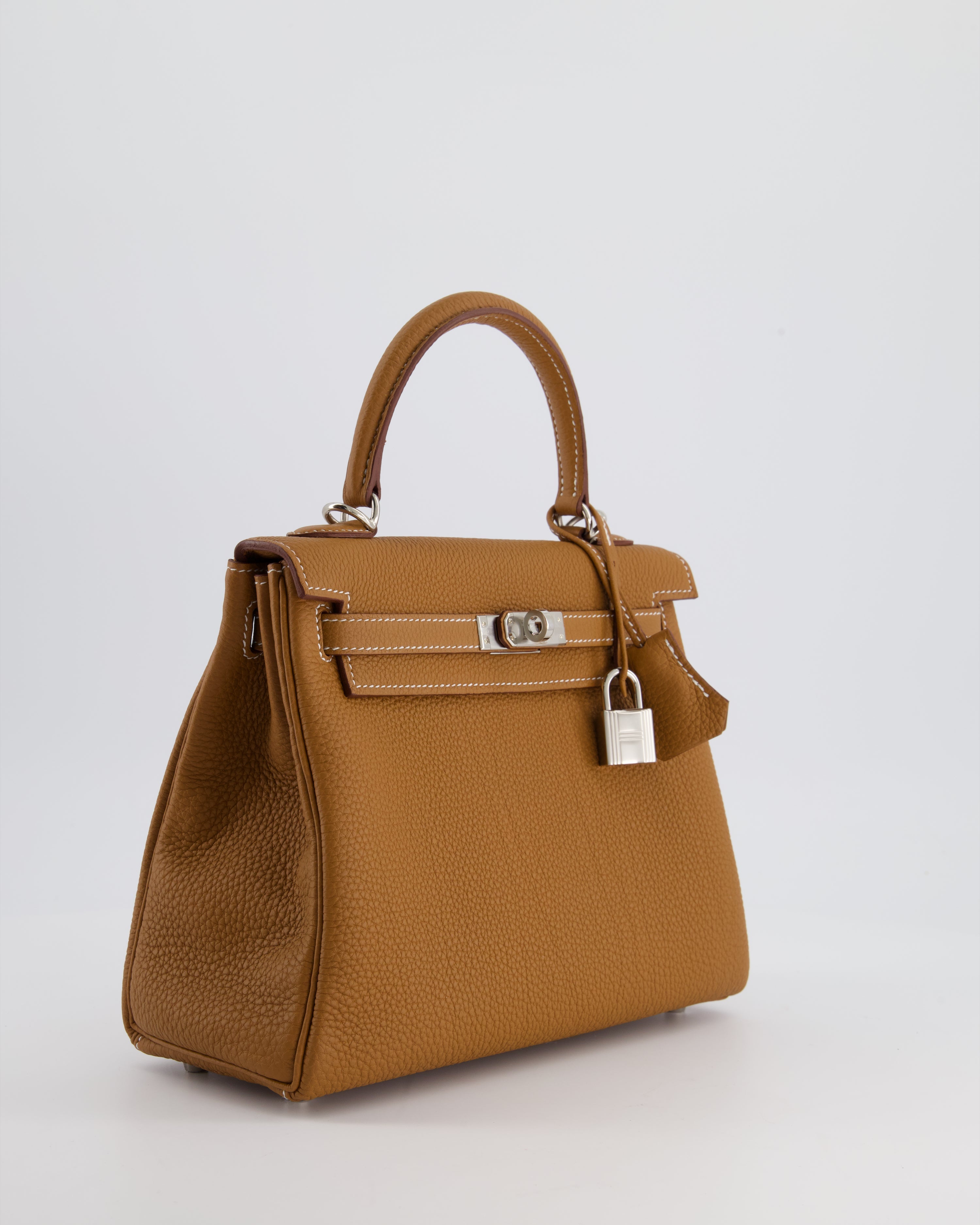 Kelly Bag 25cm in Gold with Togo Leather and Palladium Hardware Kilta bags