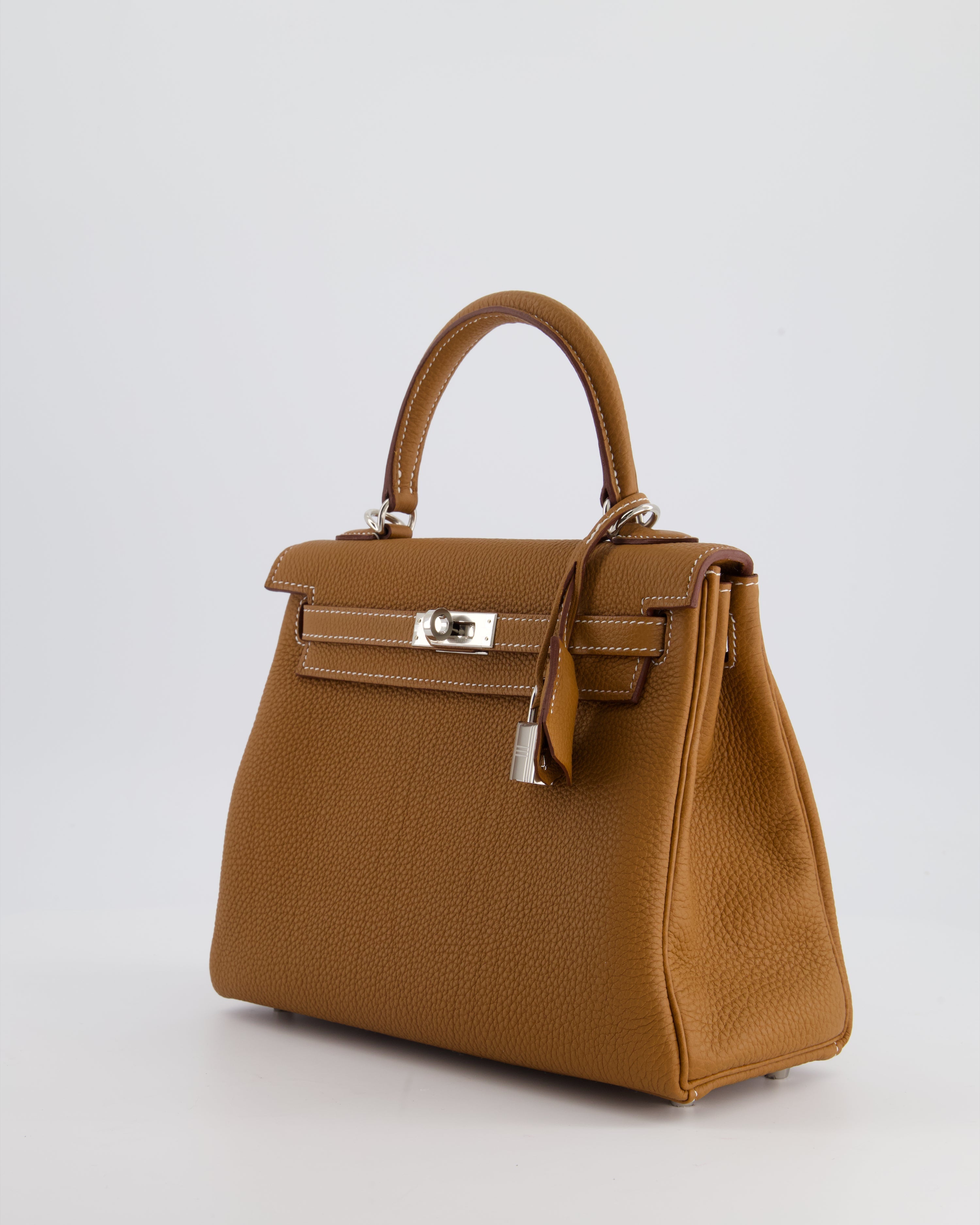 Kelly Bag 25cm in Gold with Togo Leather and Palladium Hardware Kilta bags