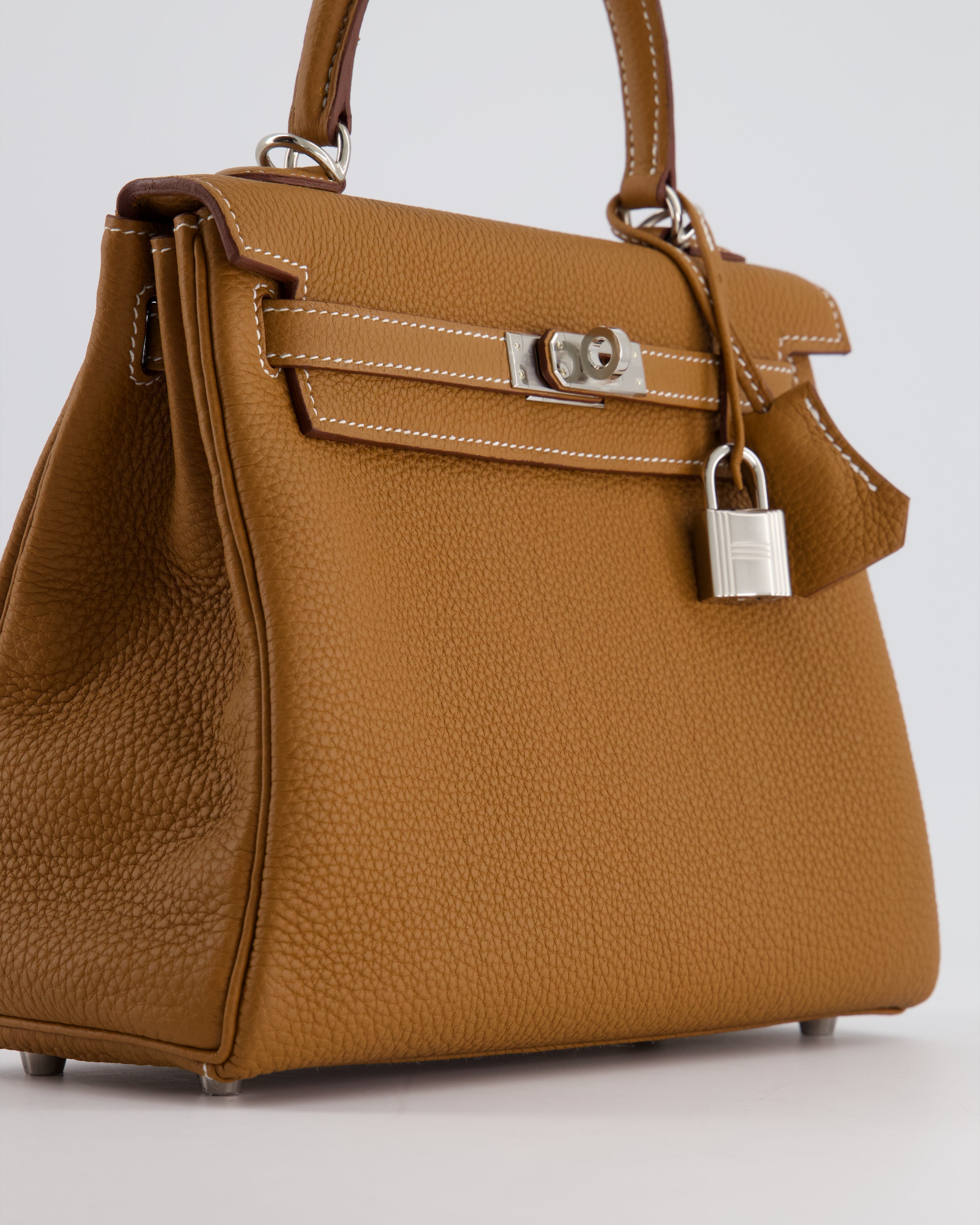 Kelly Bag 25cm in Gold with Togo Leather and Palladium Hardware Kilta bags