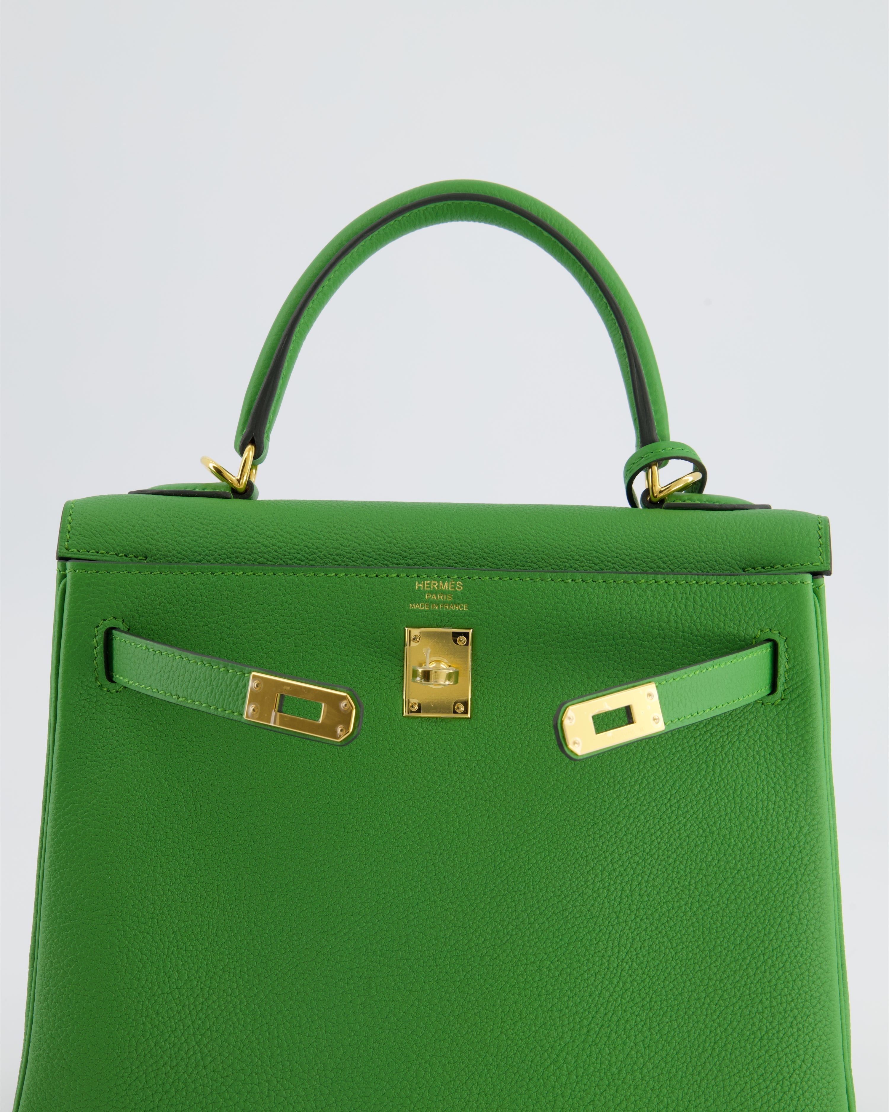 Kelly Bag 25cm Vert Yucca with Togo Leather and Gold Hardware Kilta bags