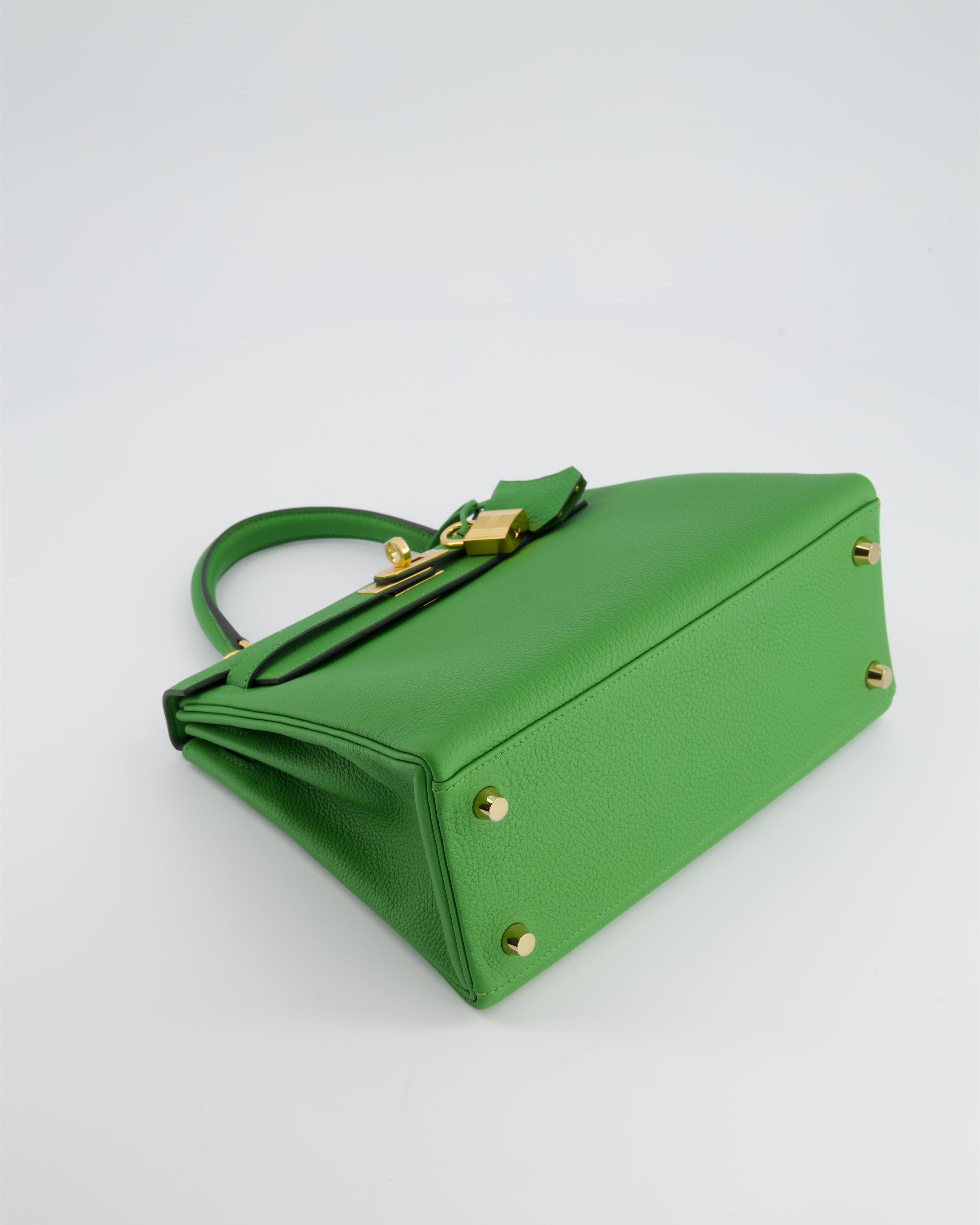 *RARE* Hermes Kelly Bag 25cm Vert Yucca with Togo Leather and Gold Hardware - sneakerlandnet