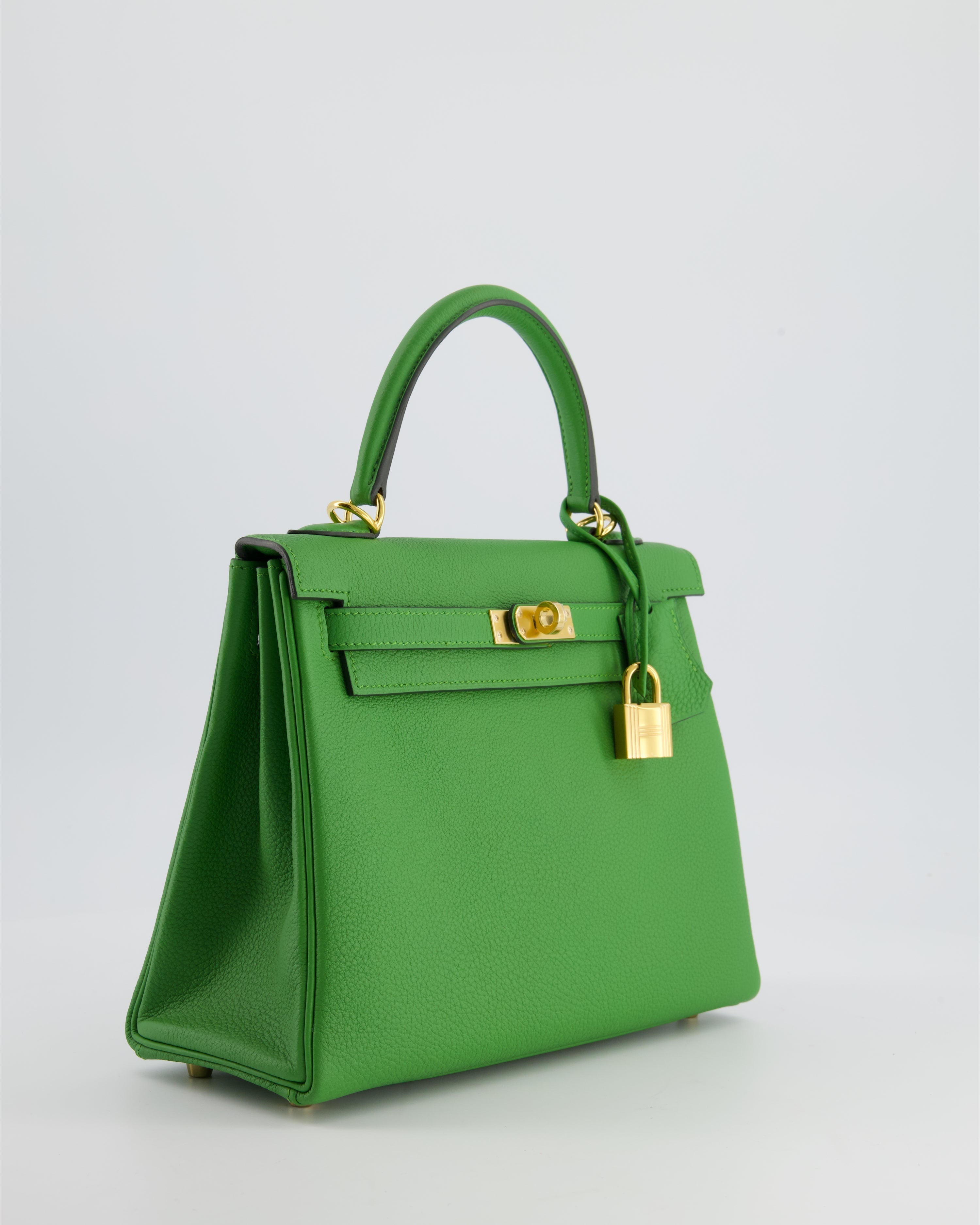 Kelly Bag 25cm Vert Yucca with Togo Leather and Gold Hardware Kilta bags