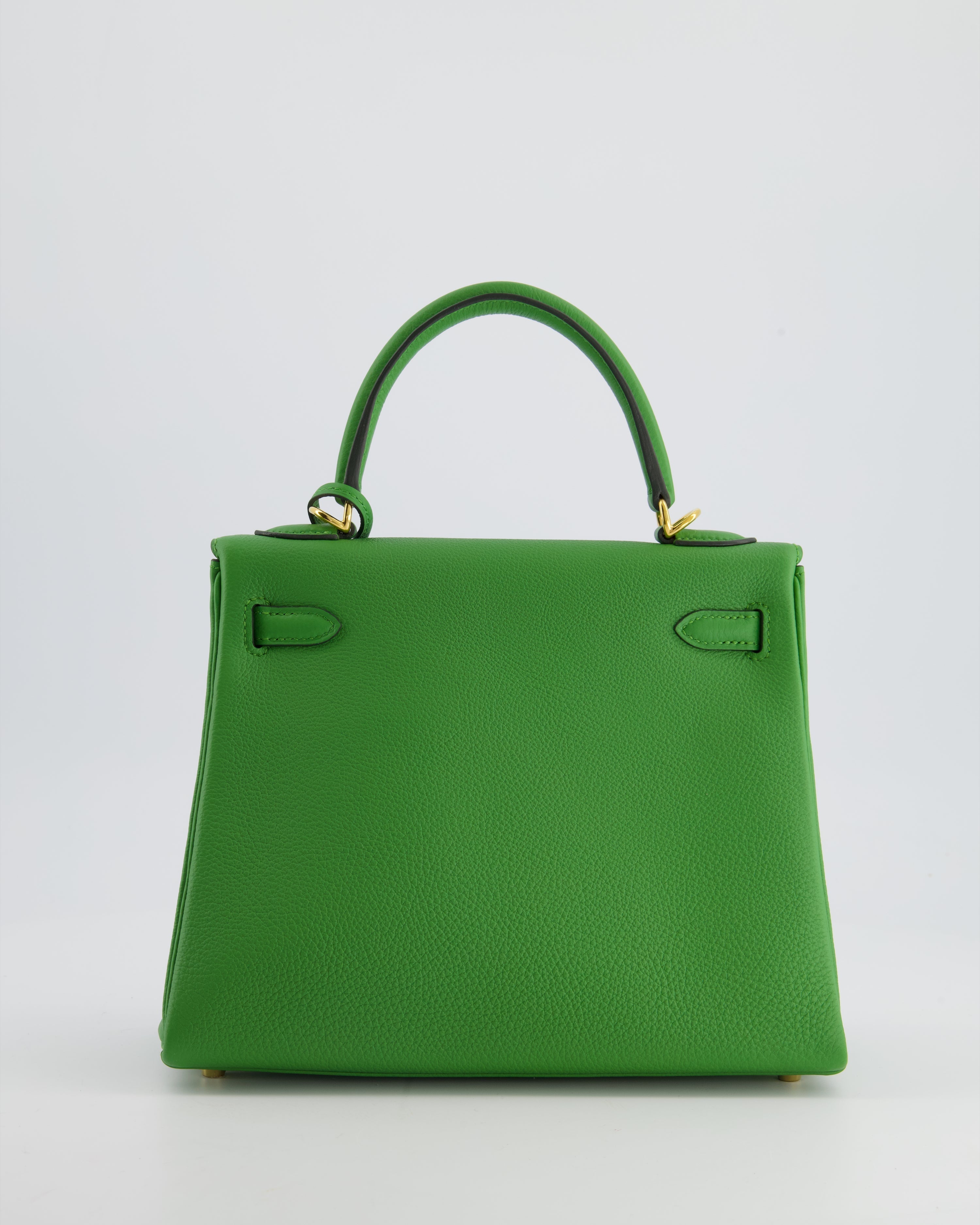 *RARE* Hermes Kelly Bag 25cm Vert Yucca with Togo Leather and Gold Hardware - sneakerlandnet