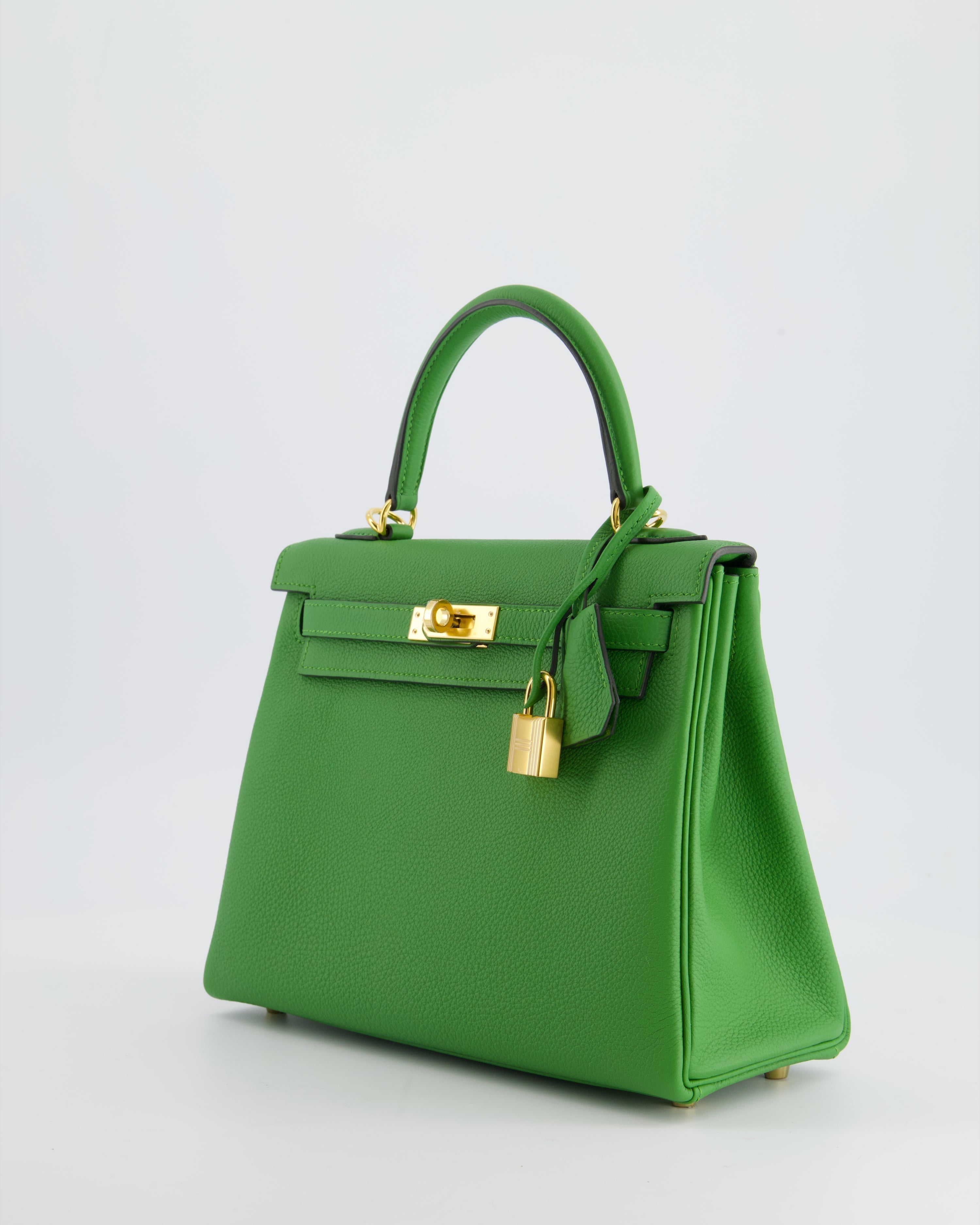 Kelly Bag 25cm Vert Yucca with Togo Leather and Gold Hardware Kilta bags